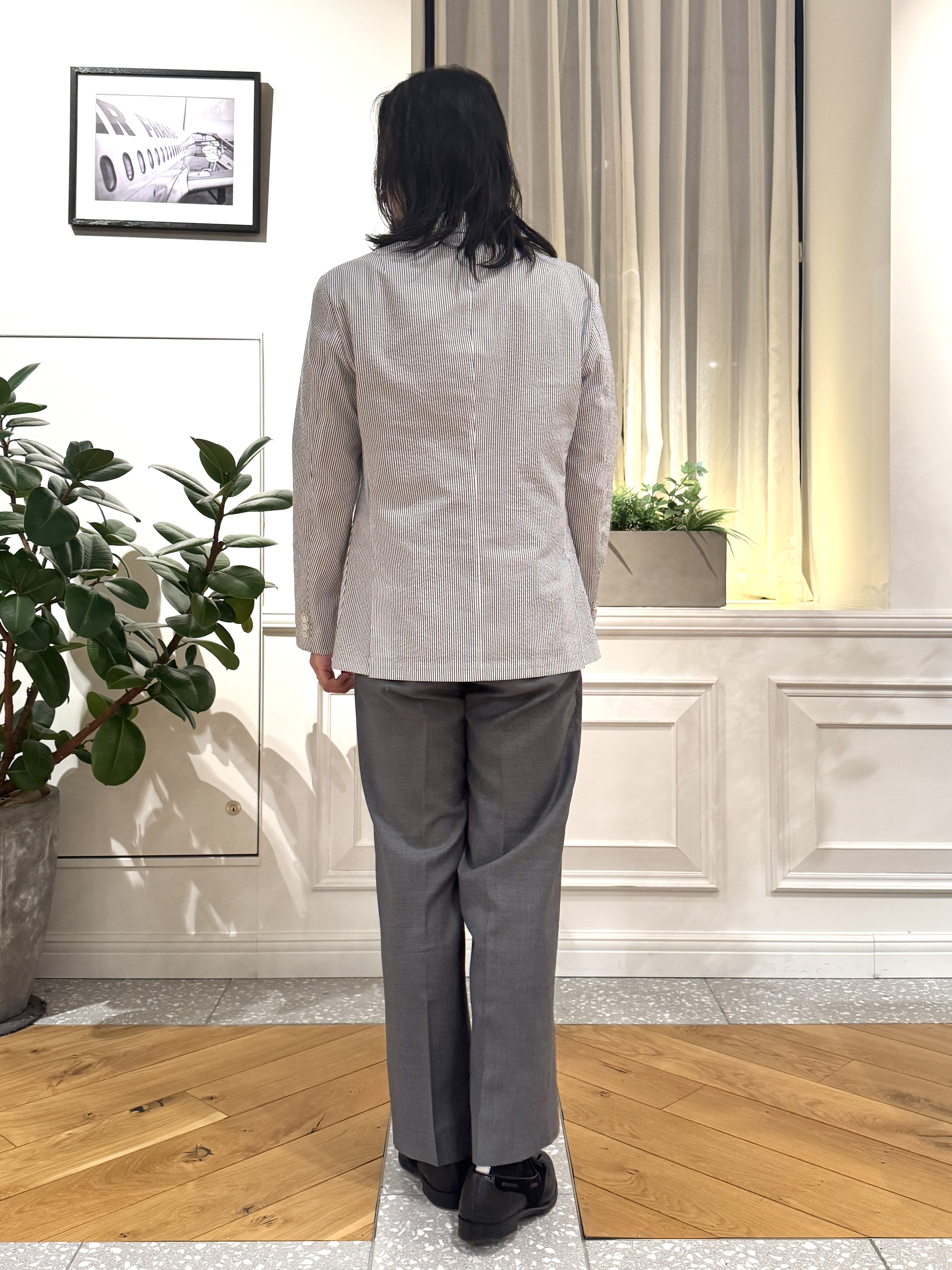 kawarataniさんの「DRESSTERIOR｜◆【吸湿速乾/セットアップ可/ウォッシャブル】COOLMAX シアサッカー サマージャケット」を使ったコーディネート