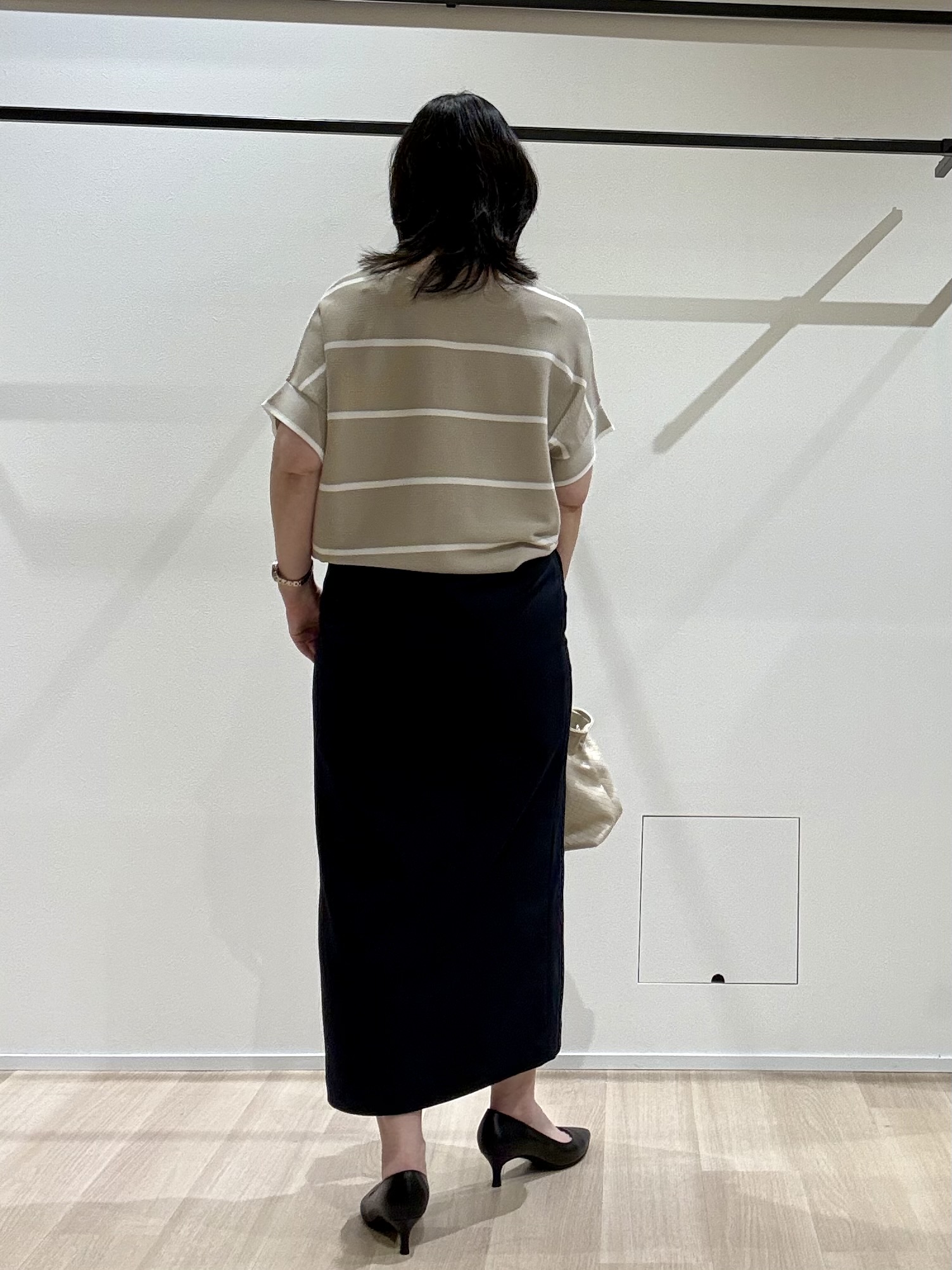 yさんの「UNTITLED｜【11色展開/体型カバー】前後2WAYフレンチスリーブニット」を使ったコーディネート