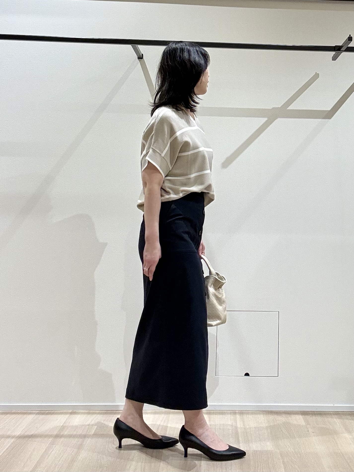 yさんの「UNTITLED｜【11色展開/体型カバー】前後2WAYフレンチスリーブニット」を使ったコーディネート