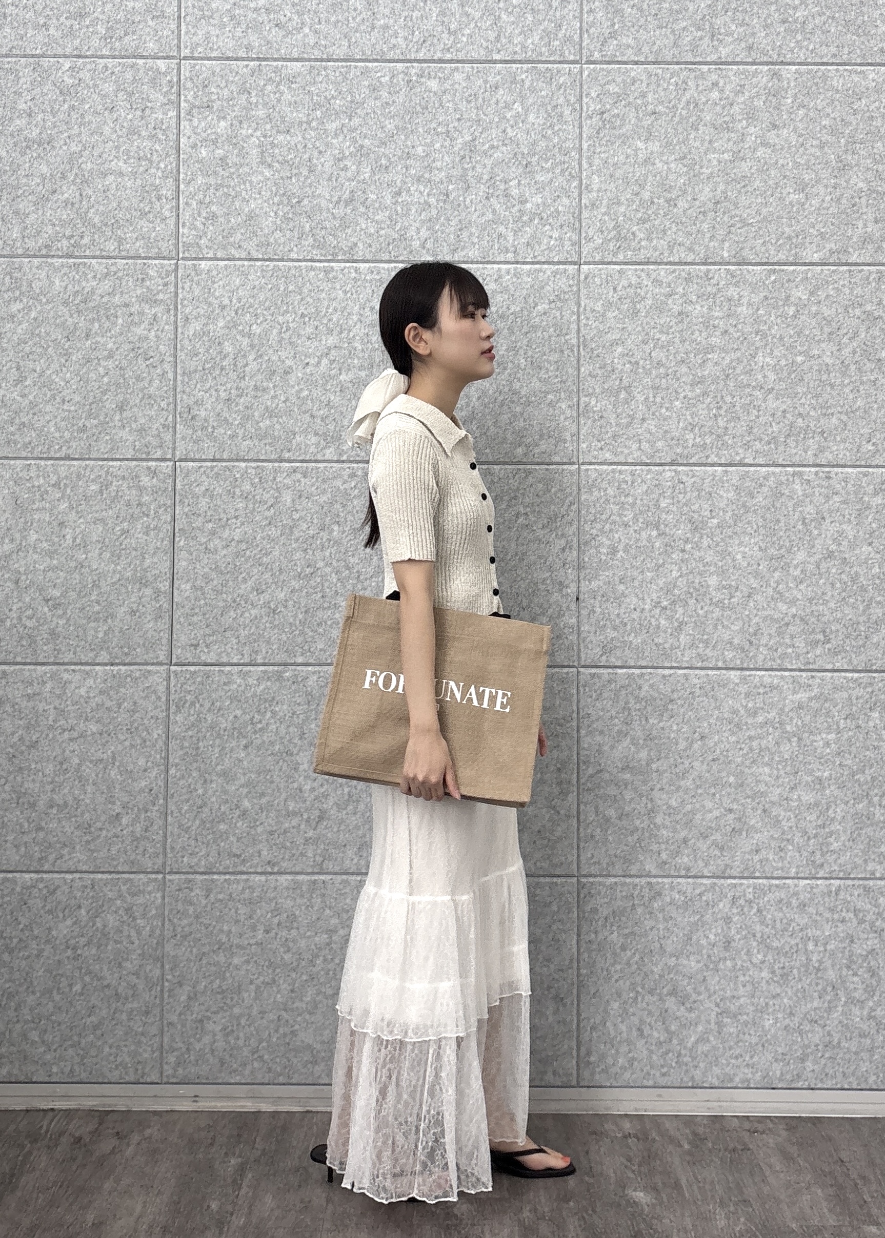 Renoさんの「INDIVI｜ハーフスリーブポロニットカーデ」を使ったコーディネート