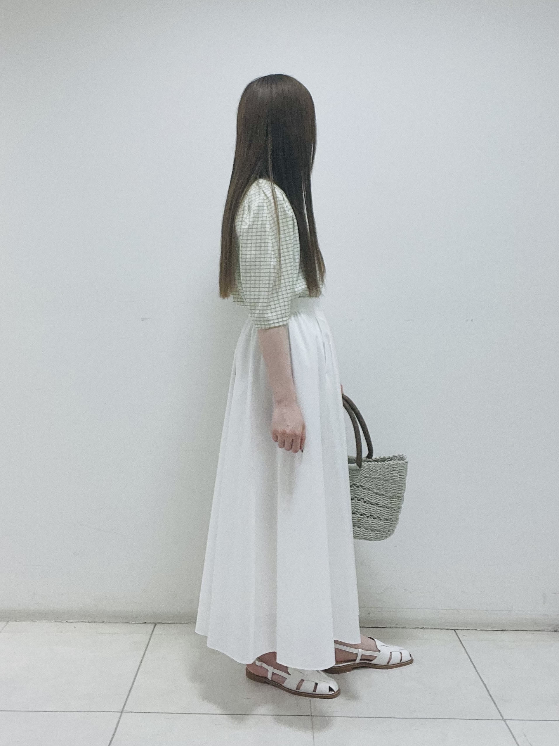 mさんの「INDIVI｜【UVケア／吸汗速乾】チェック柄タックボリュームスリーブトップス」を使ったコーディネート