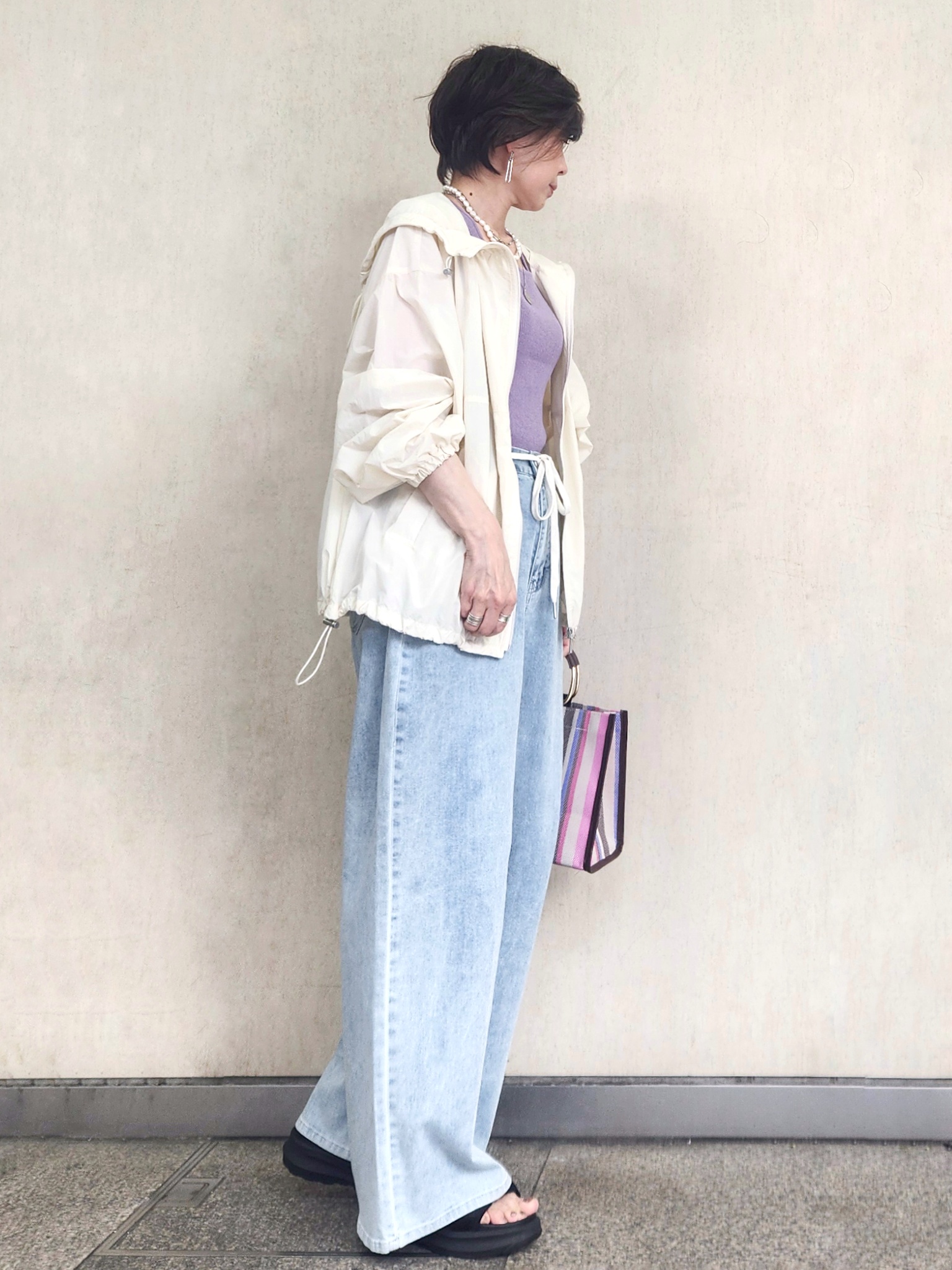 milkyさんの「OPAQUE.CLIP｜【UV／撥水】ライトフーディブルゾン《洗濯機OK》」を使ったコーディネート