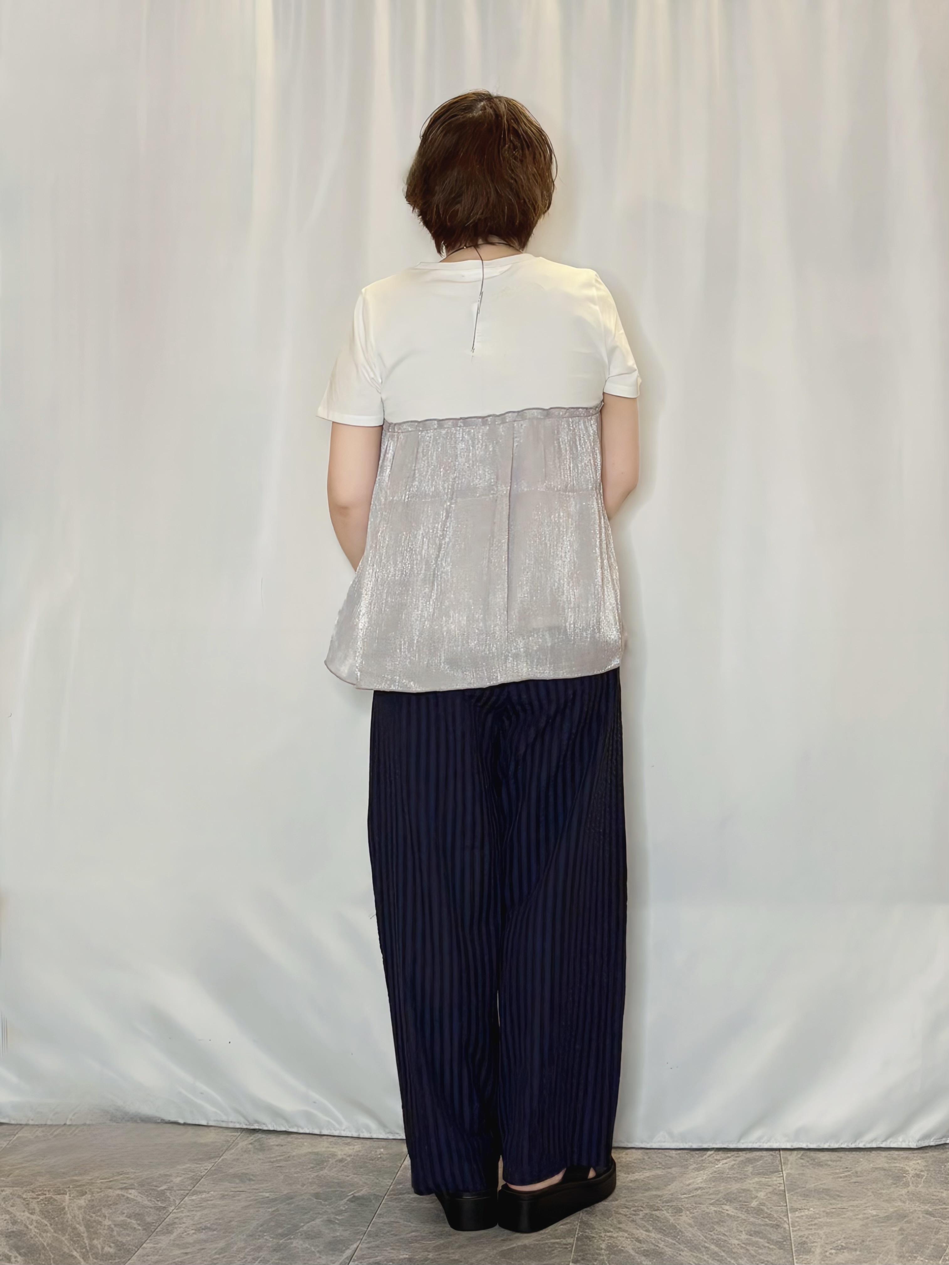 たみさんの「SHOO･LA･RUE｜【S-LL/吸水速乾/セットアップ可】羽織るだけで主役になる サッカーストライプシャツジャケット」を使ったコーディネート