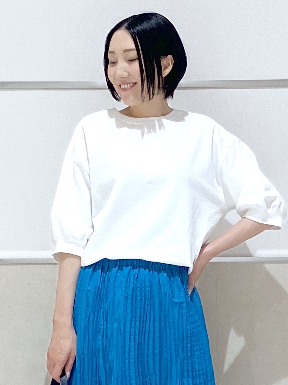 eriko さんの「Dessin｜【360度可愛い】バックヘンリーカットソー5分袖」を使ったコーディネート