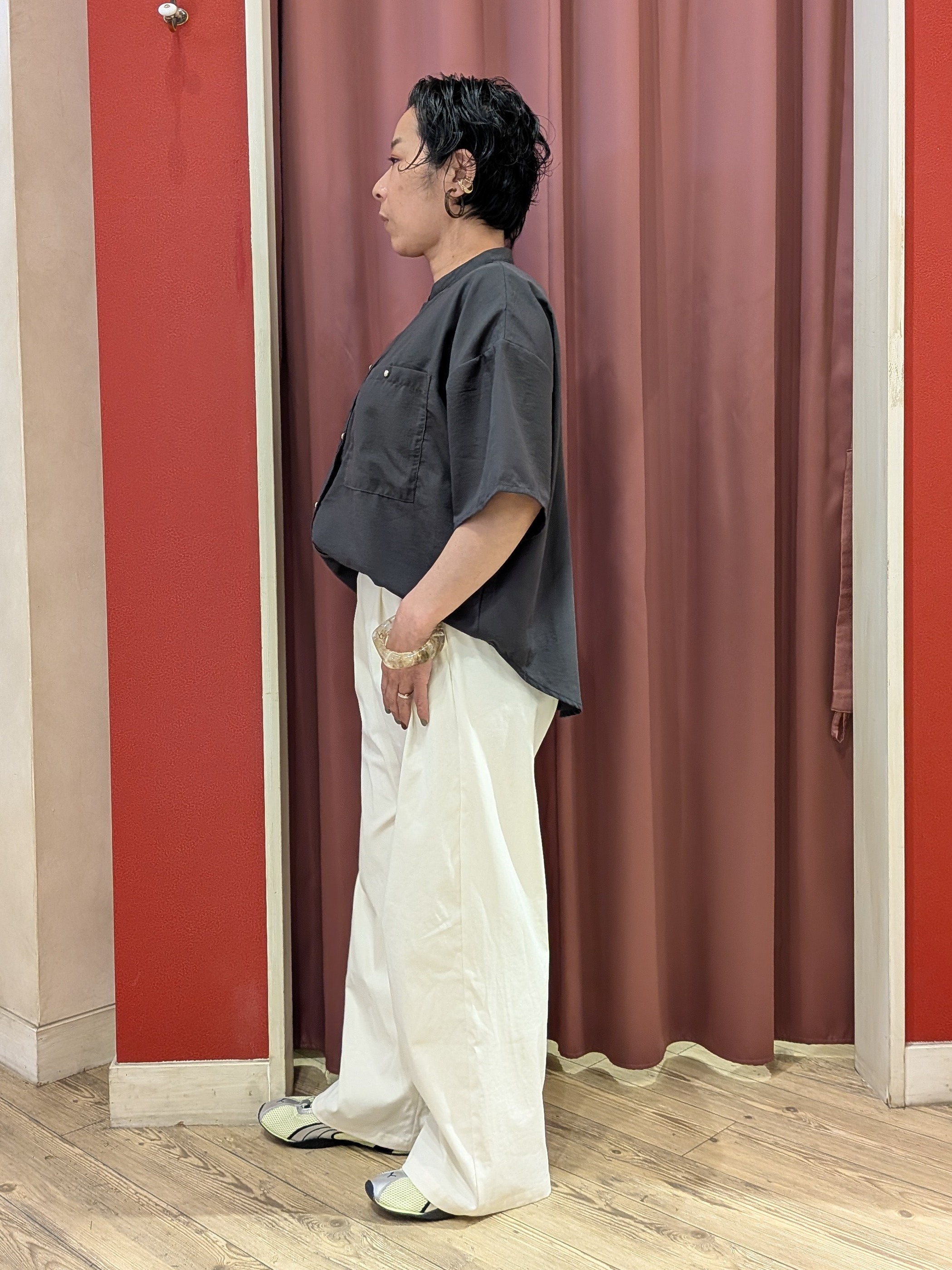 cameさんの「SHOO･LA･RUE｜【洗濯機可/S-LL】大人の抜け感 ゆるっと5分袖シャツ」を使ったコーディネート