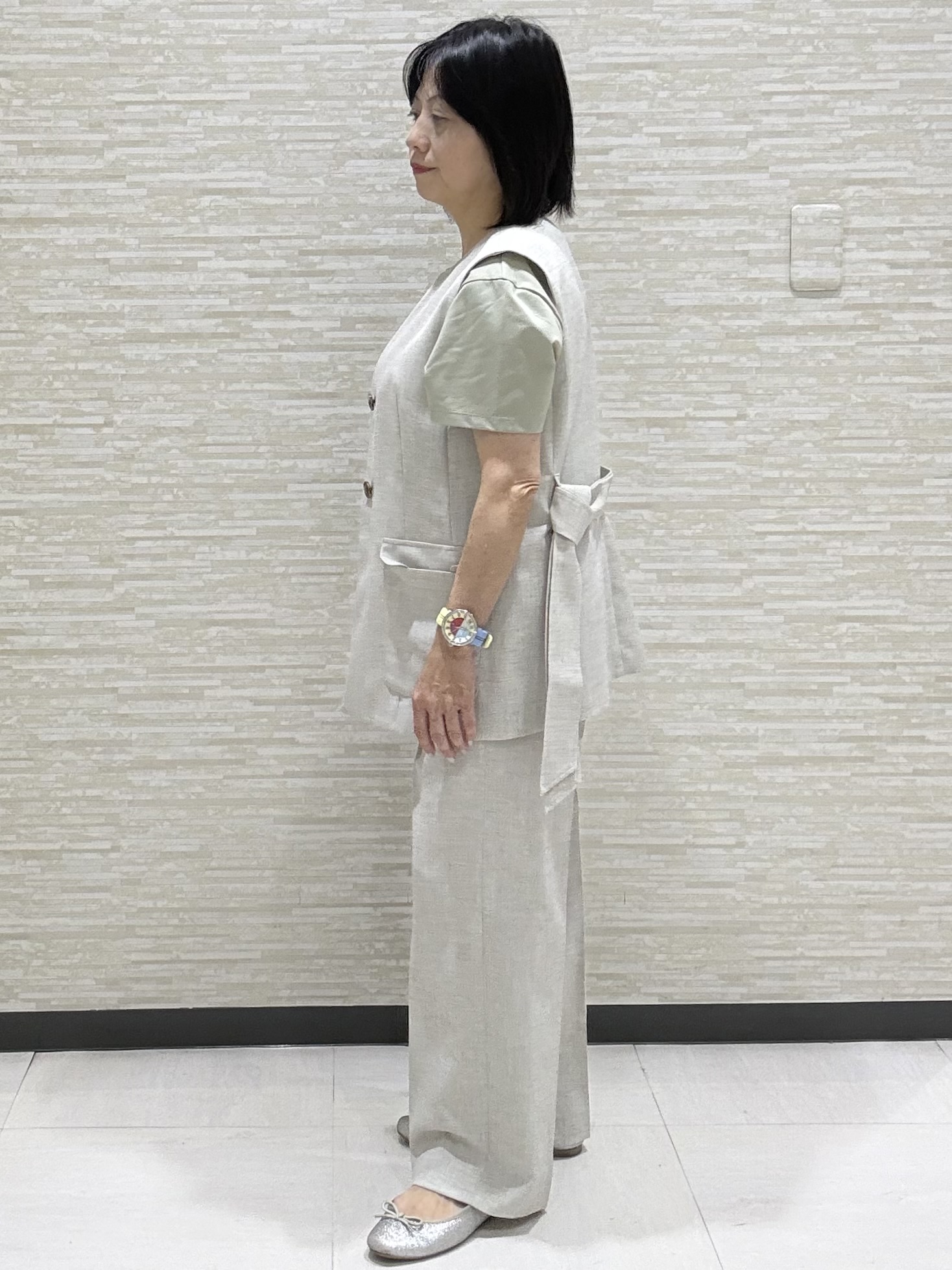 KITAさんの「UNTITLED｜【セットアップ可/UV/接触冷感】スラブキーネックジレ」を使ったコーディネート