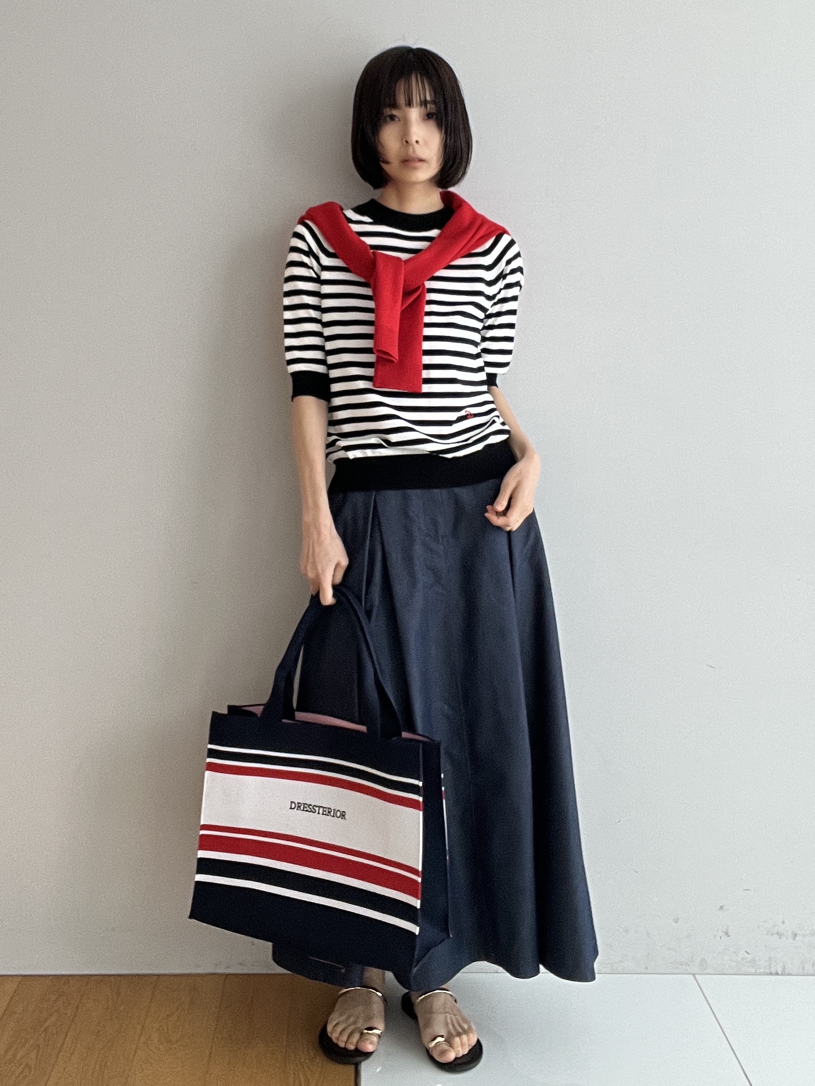 misaさんの「DRESSTERIOR｜【接触冷感/吸水速乾】クールタッチ デニムライク タックスカート」を使ったコーディネート