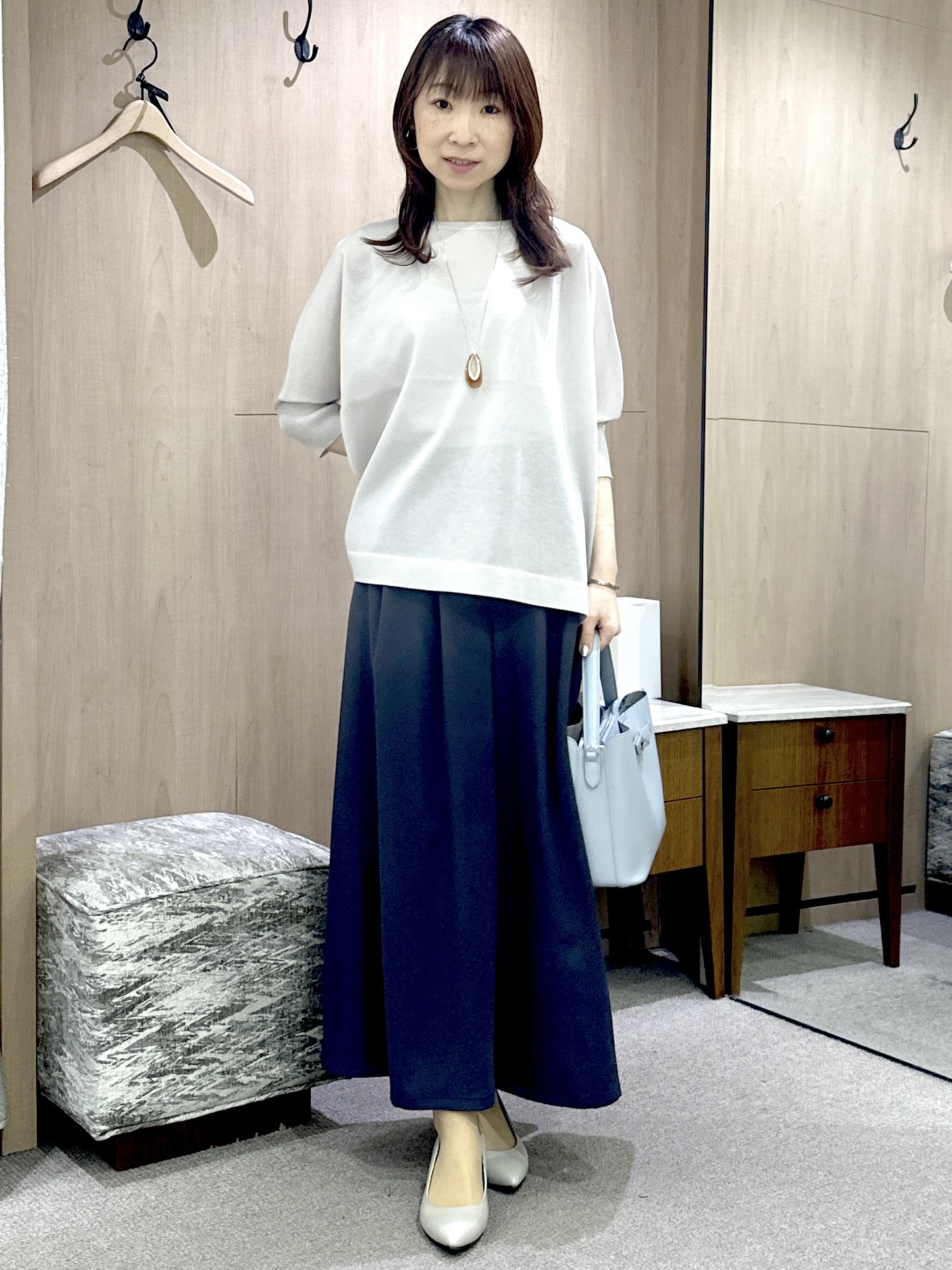 Miwaさんの「UNTITLED｜【アンサンブル可/洗える】シアーレーヨンニット」を使ったコーディネート