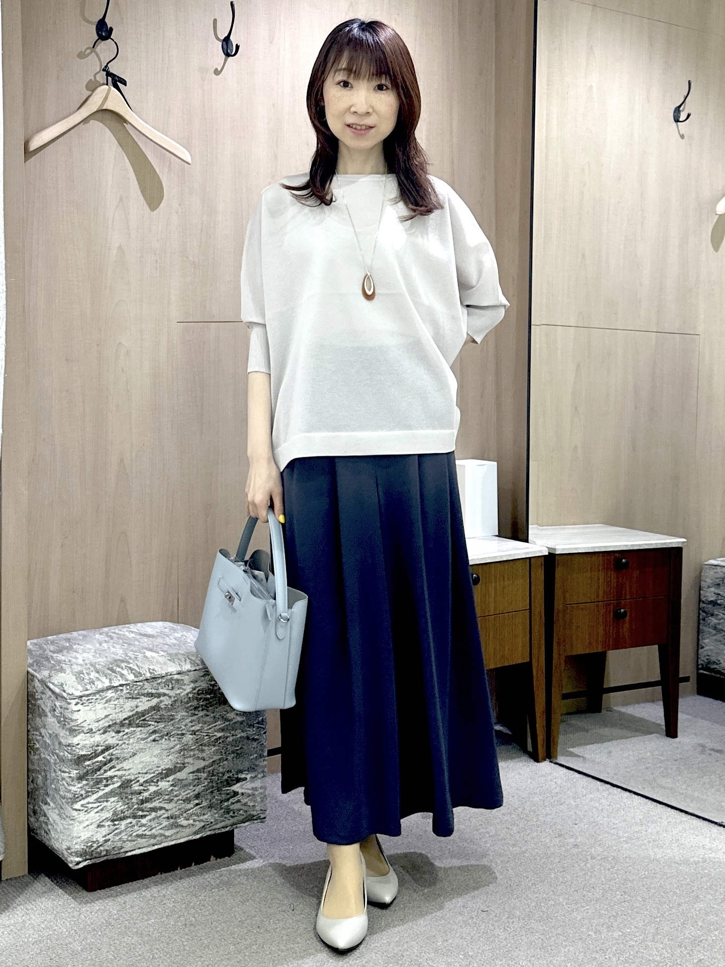 Miwaさんの「UNTITLED｜【アンサンブル可/洗える】シアーレーヨンニット」を使ったコーディネート