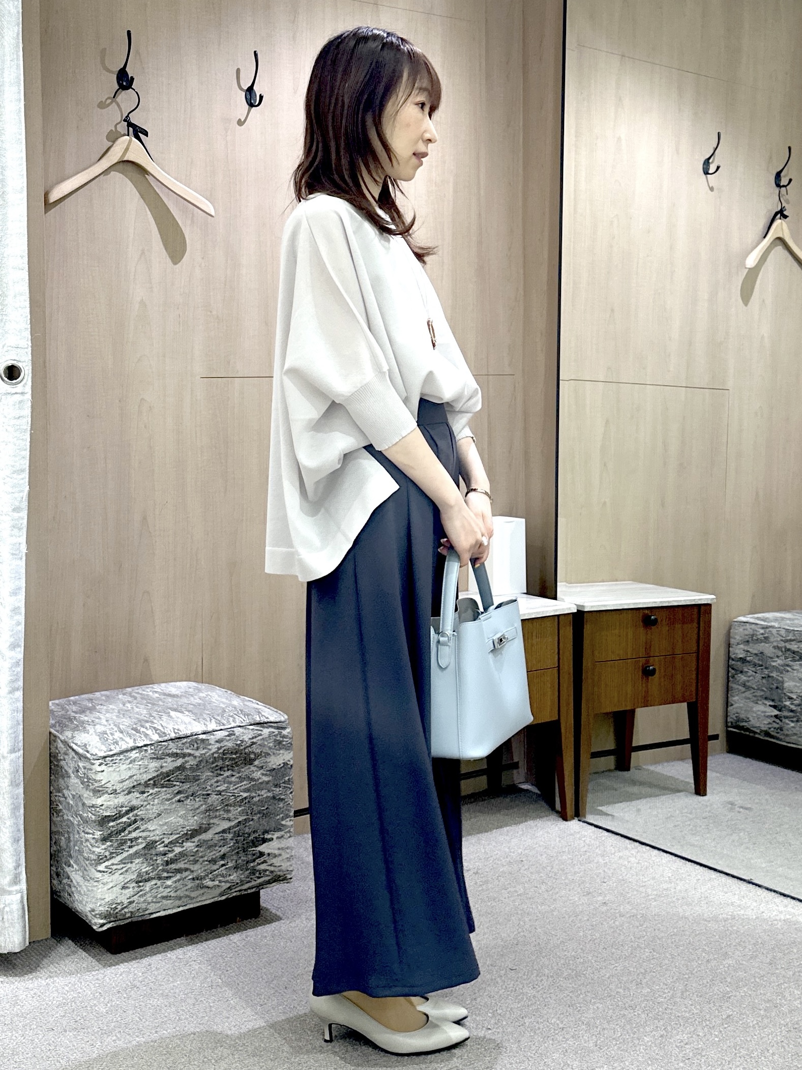 Miwaさんの「UNTITLED｜【アンサンブル可/洗える】シアーレーヨンニット」を使ったコーディネート