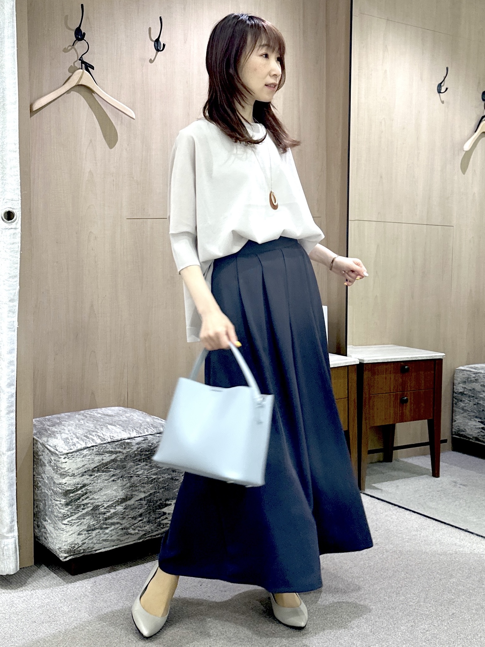 Miwaさんの「UNTITLED｜【アンサンブル可/洗える】シアーレーヨンニット」を使ったコーディネート