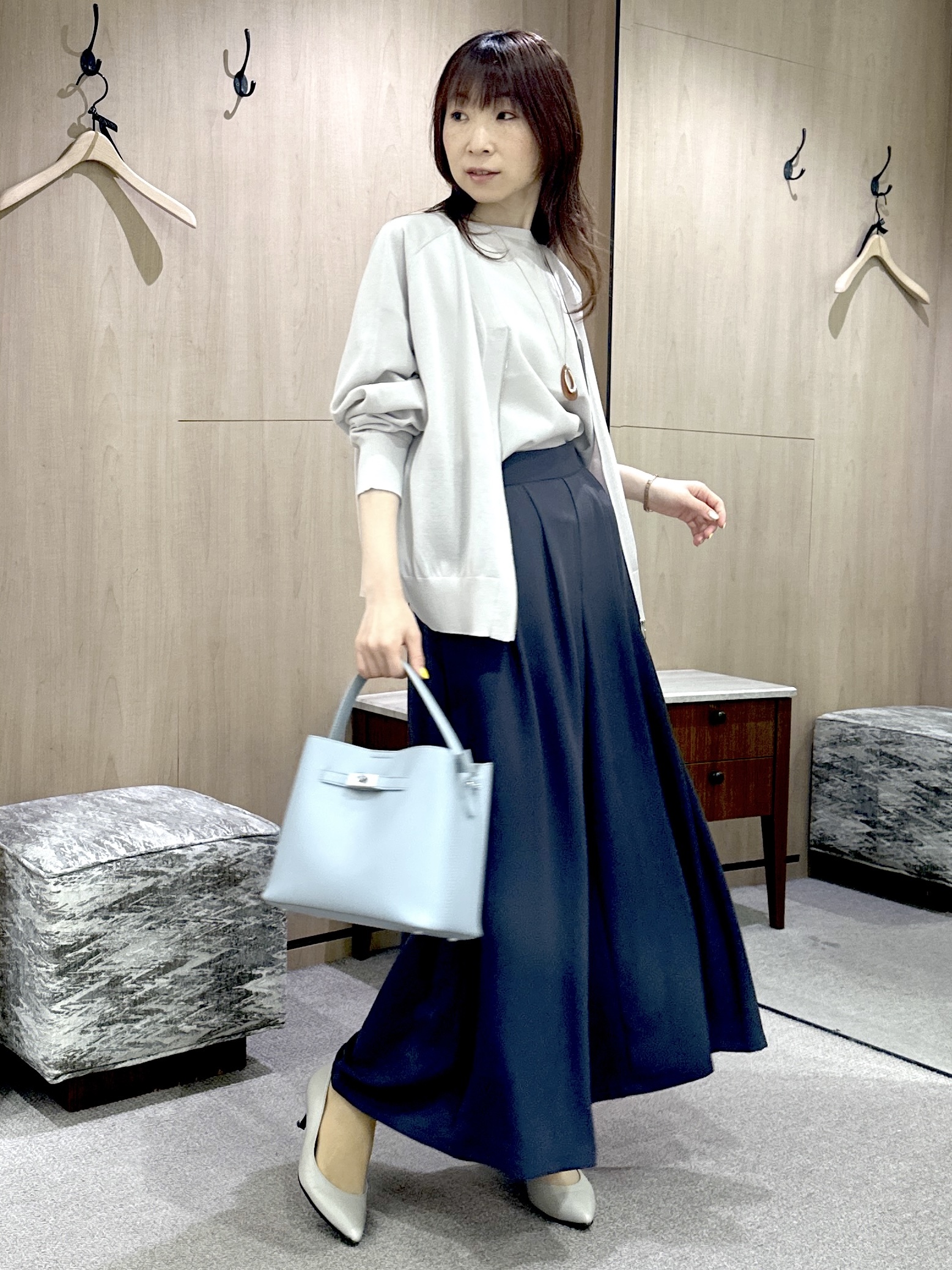 Miwaさんの「UNTITLED｜【アンサンブル可/洗える】シアーレーヨンニット」を使ったコーディネート