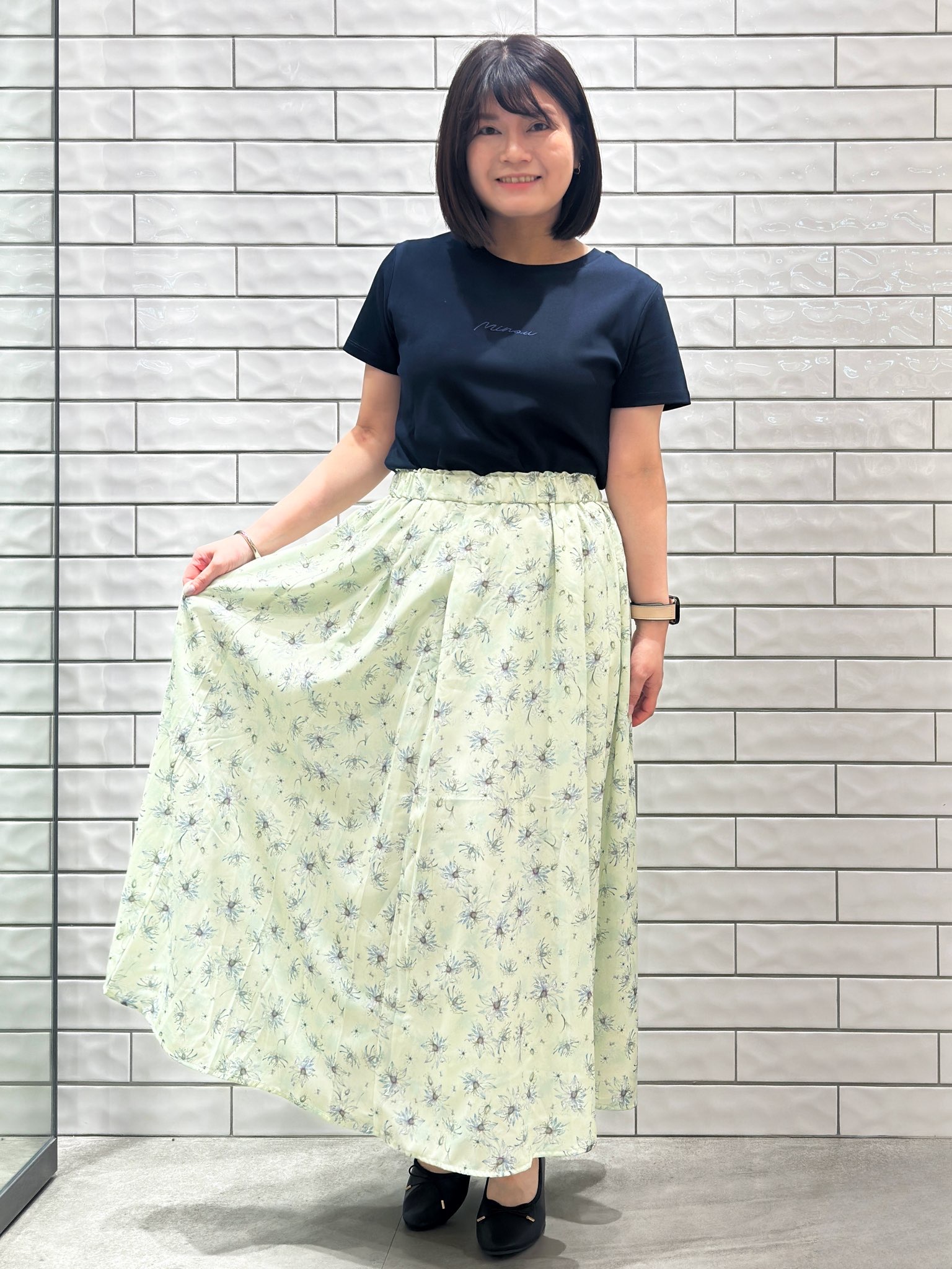 Minさんの「OPAQUE.CLIP｜【UVケア／接触冷感】フロントロゴ刺繍Tシャツ《洗濯機OK／S-3L／7col》」を使ったコーディネート