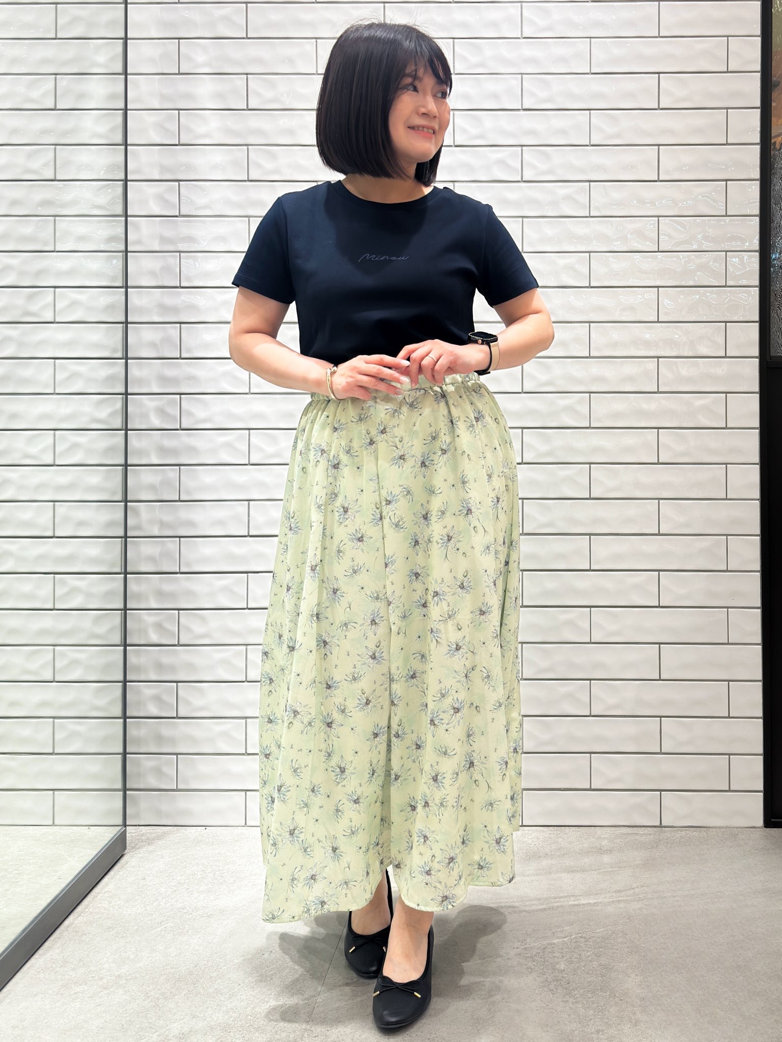 Minさんの「OPAQUE.CLIP｜【UVケア／接触冷感】フロントロゴ刺繍Tシャツ《洗濯機OK／S-3L／7col》」を使ったコーディネート