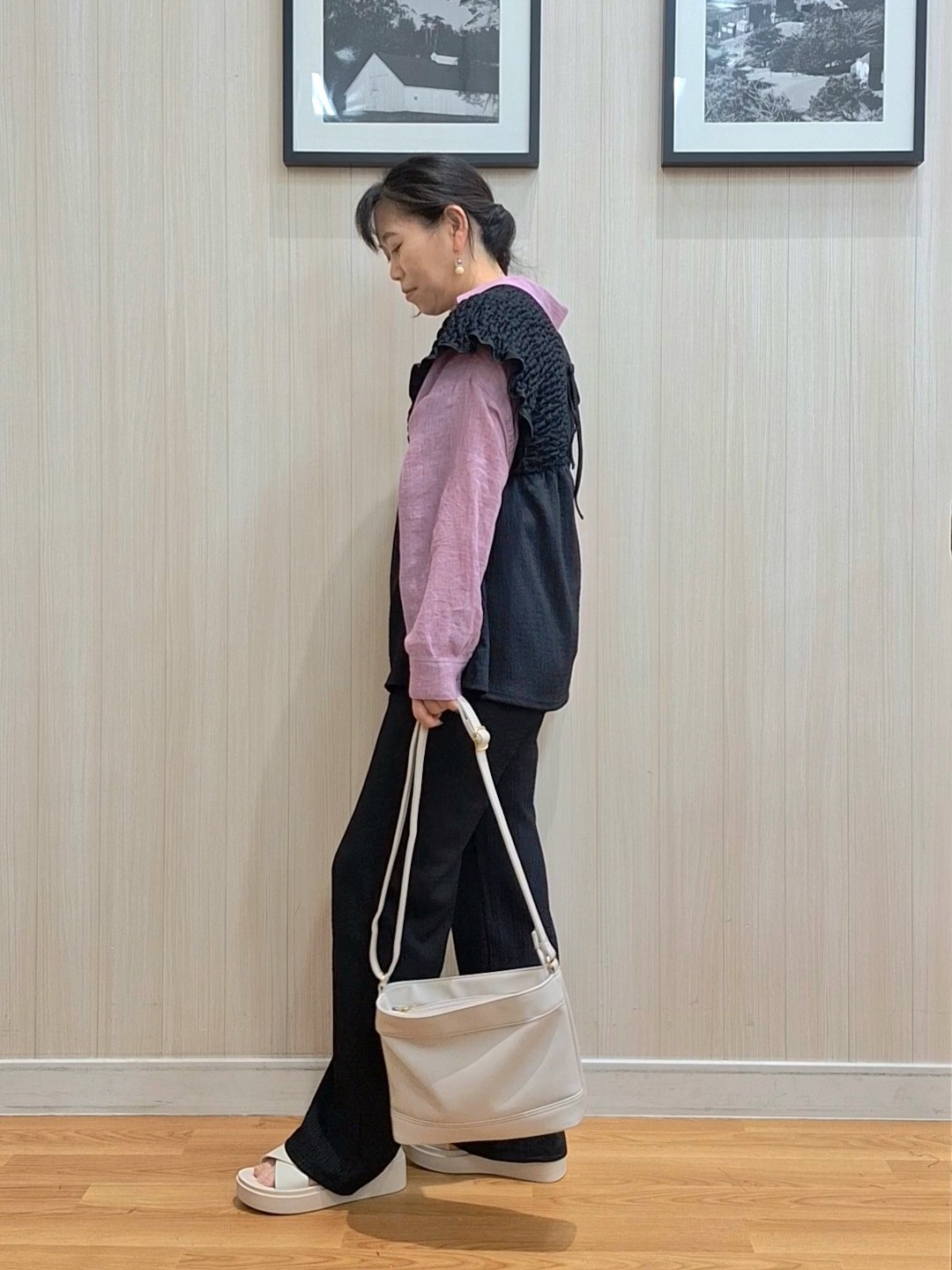 Saoさんの「SHOO･LA･RUE｜【体型カバー】ふんわり質感 やわらかこなれシアーシャツ」を使ったコーディネート