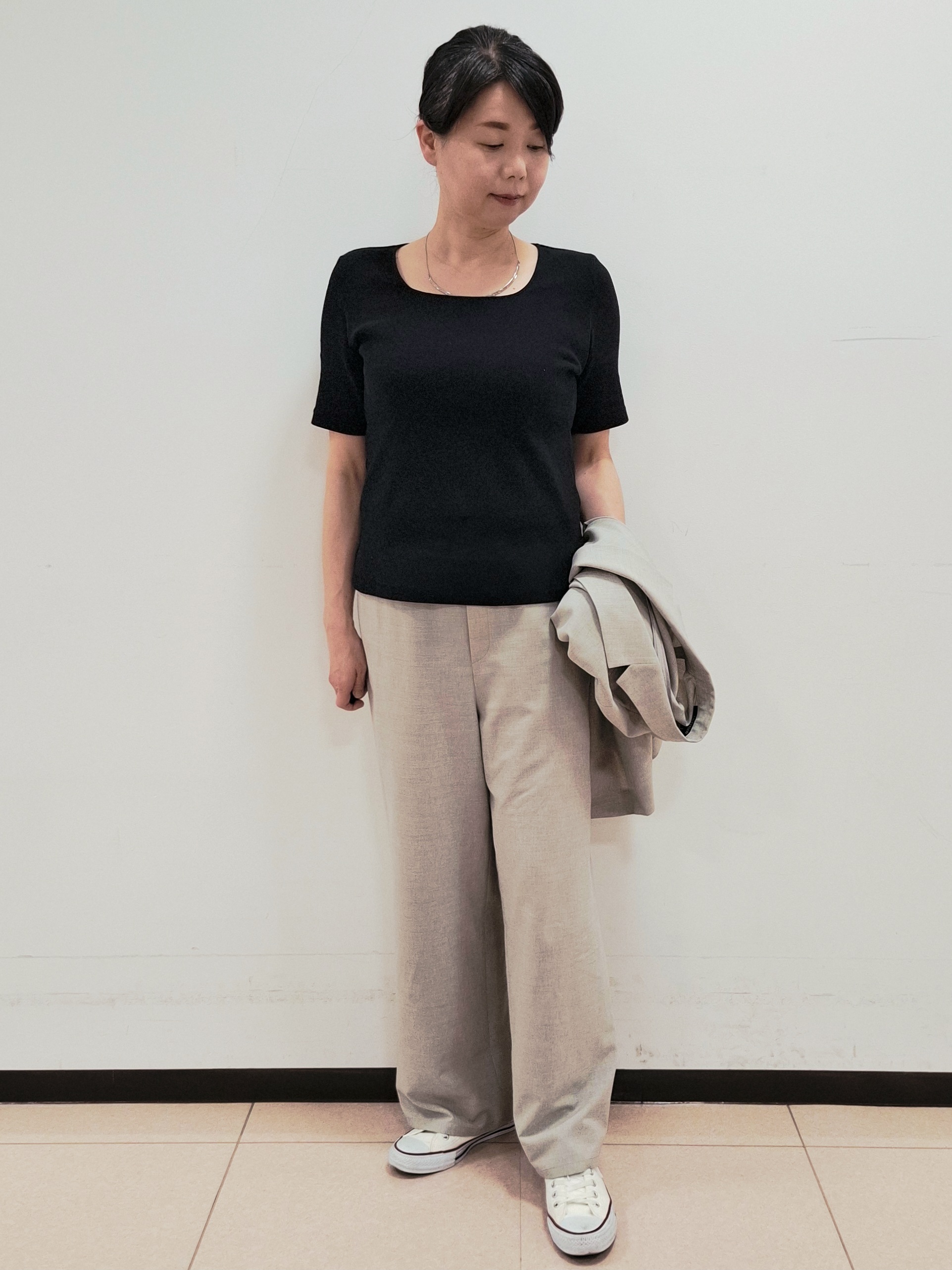 ねぎさんの「UNTITLED｜【シワになりにくい/セットアップ可/接触冷感】ハーフスリーブジャケット」を使ったコーディネート