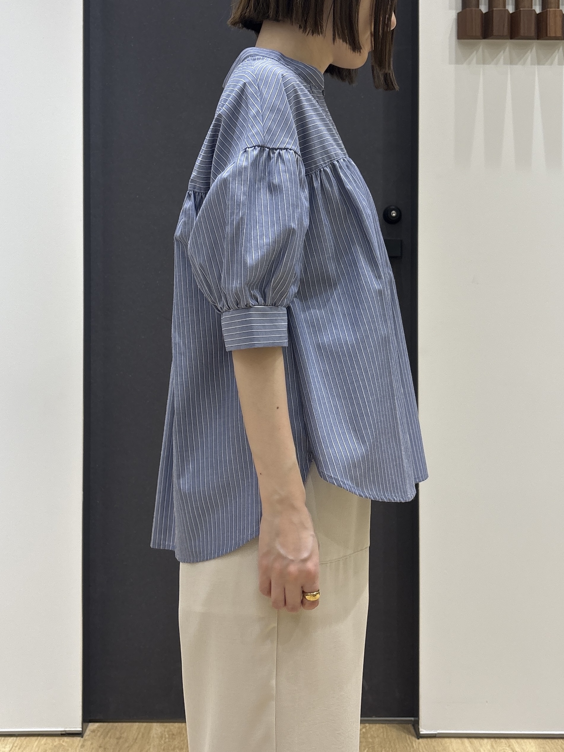 risaさんの「Dessin｜【洗える】ストライプスキッパーシャツ」を使ったコーディネート