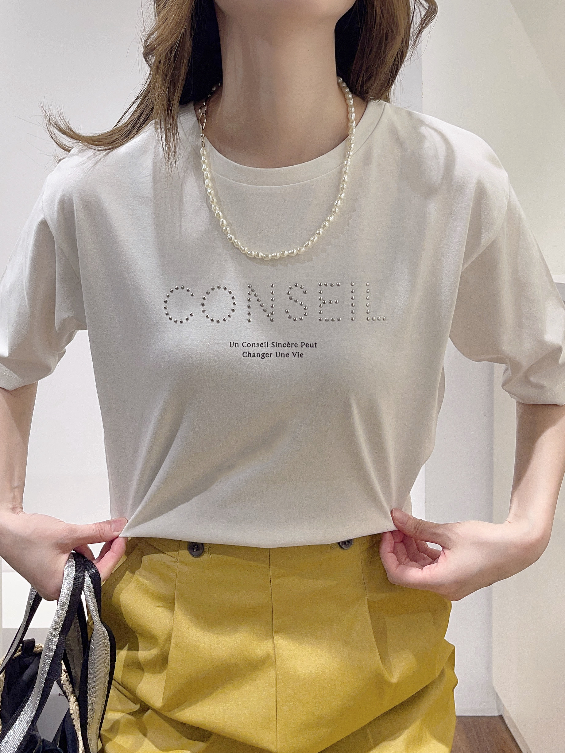 HITOMIさんの「grove｜【UVカット/接触冷感】プリントアソート5分袖Tシャツ」を使ったコーディネート
