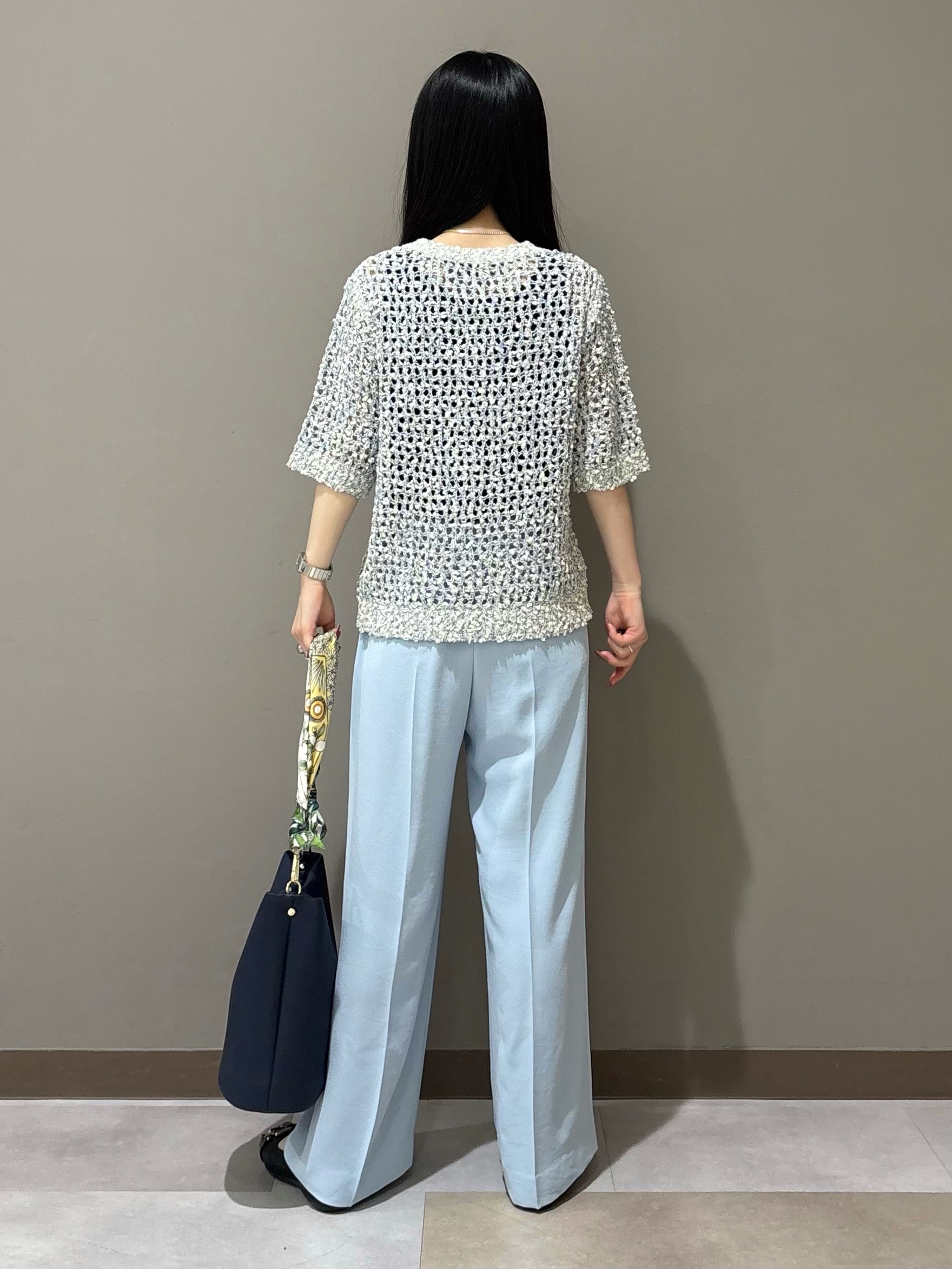 KEIKOさんの「INDIVI｜【洗える／ラメ混／5分袖】イタリア糸ファンシーヤーンニット」を使ったコーディネート