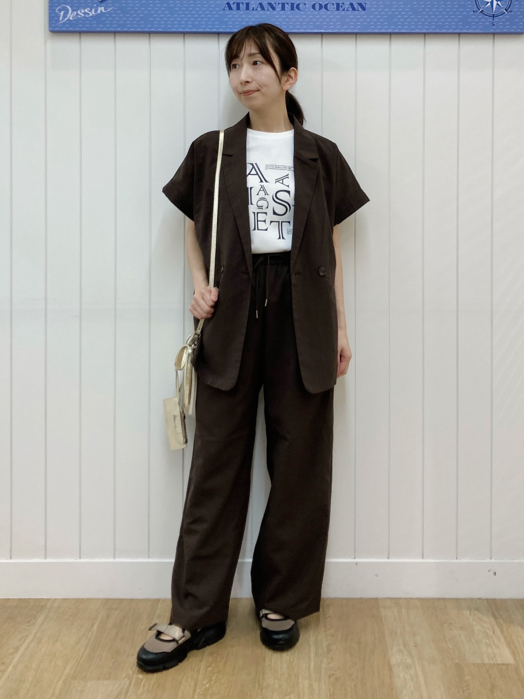 yoshiさんの「Dessin｜【接触冷感/セットアップ可】ハーフスリーブジャケット」を使ったコーディネート