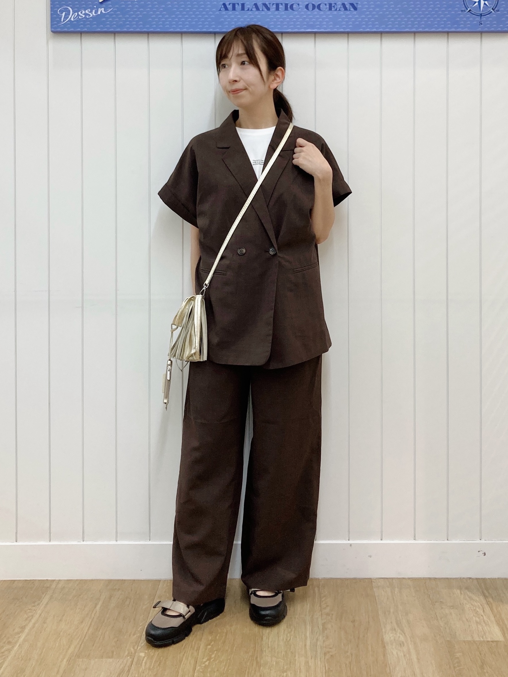 yoshiさんの「Dessin｜【接触冷感/セットアップ可】ハーフスリーブジャケット」を使ったコーディネート