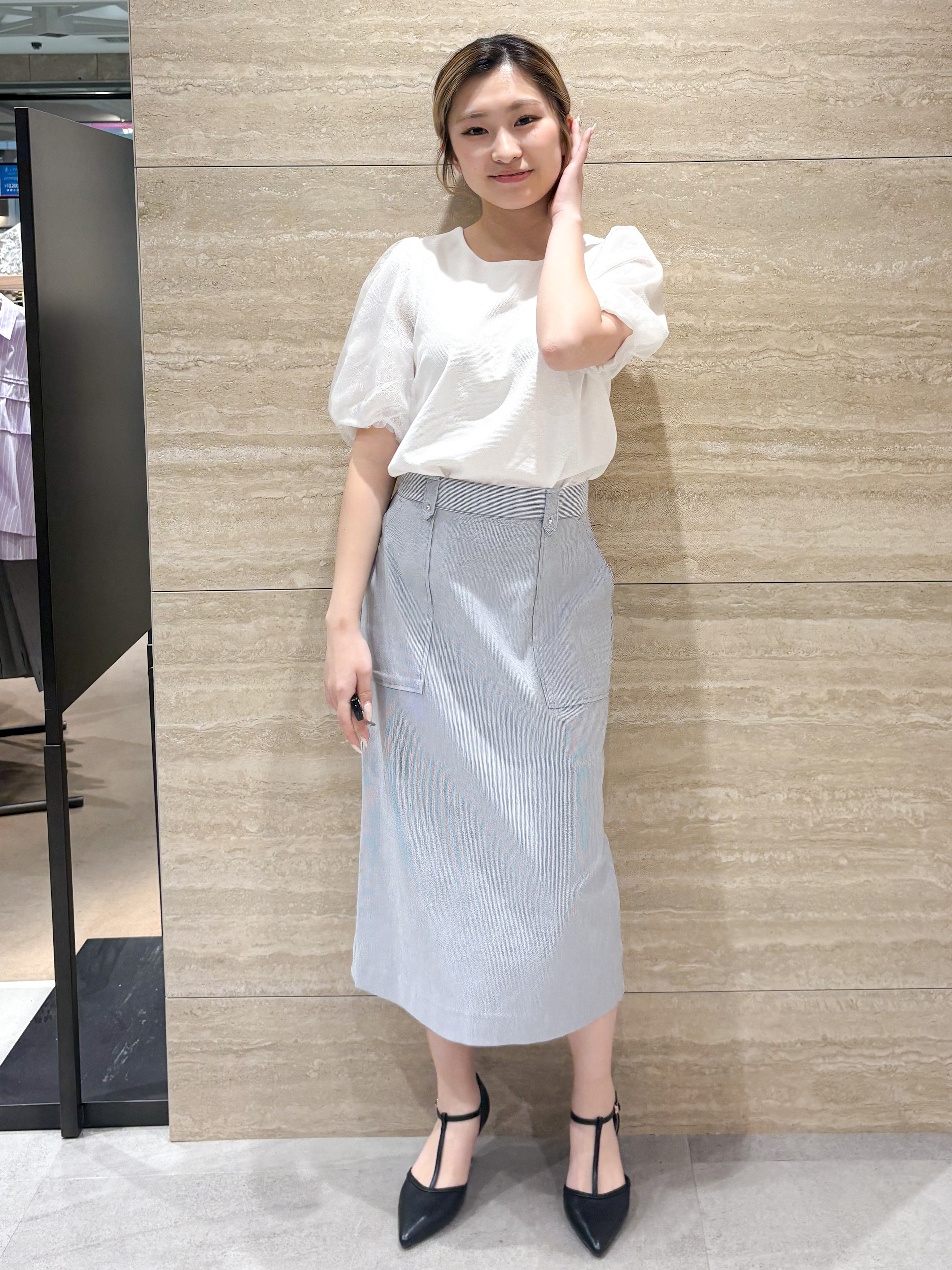 ふうかさんの「index｜【接触冷感／UVケア】シアーバルーンスリーブトップス《洗濯機OK》」を使ったコーディネート