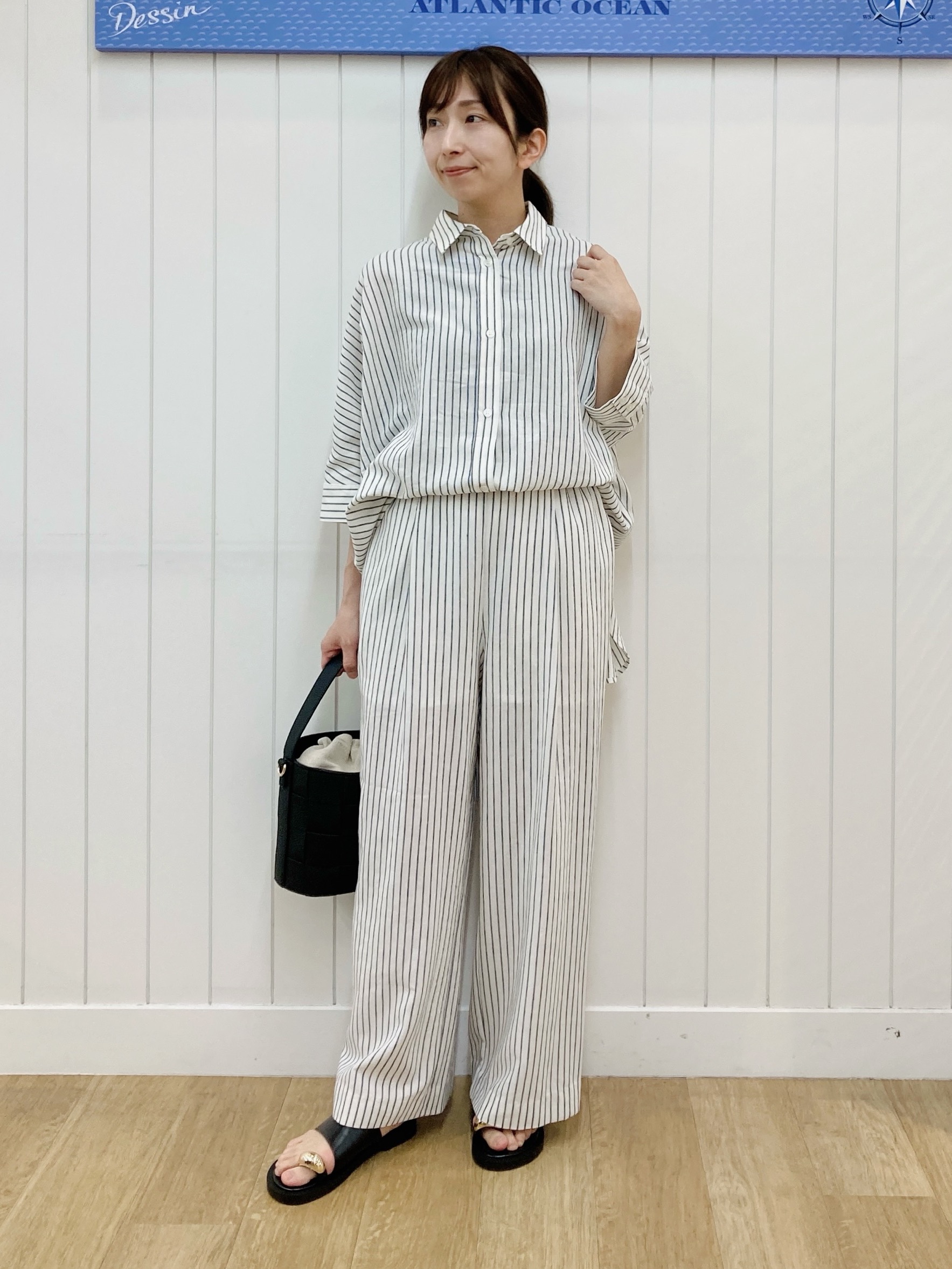 yoshiさんの「Dessin｜【セットアップ可/洗える】リネンブレンドドルマンシャツ」を使ったコーディネート