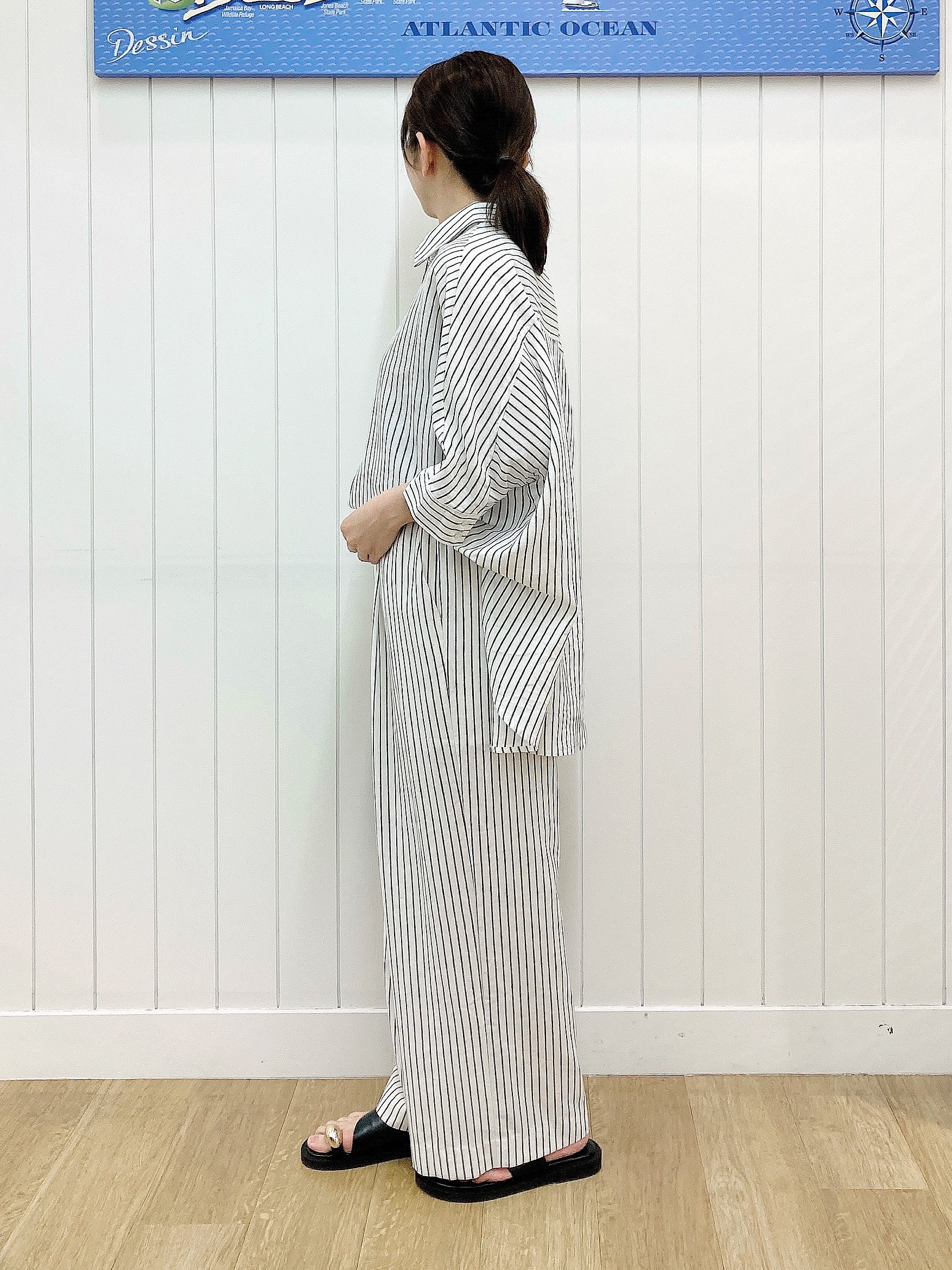 yoshiさんの「Dessin｜【セットアップ可/洗える】リネンブレンドドルマンシャツ」を使ったコーディネート