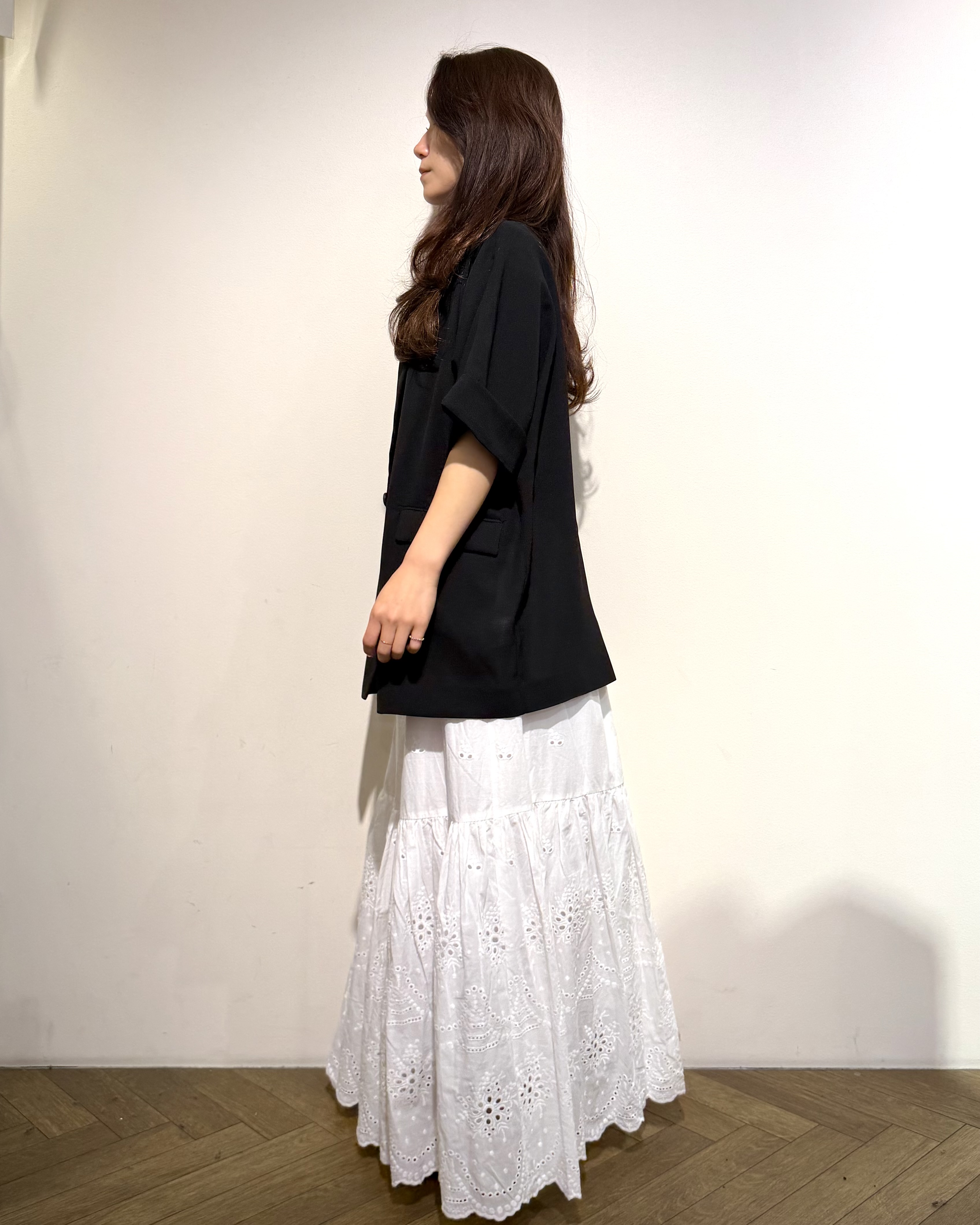 mikuさんの「OPAQUE.CLIP｜【接触冷感／吸水速乾／防シワ】リネンライクテーラードジャケット《洗濯機OK》」を使ったコーディネート