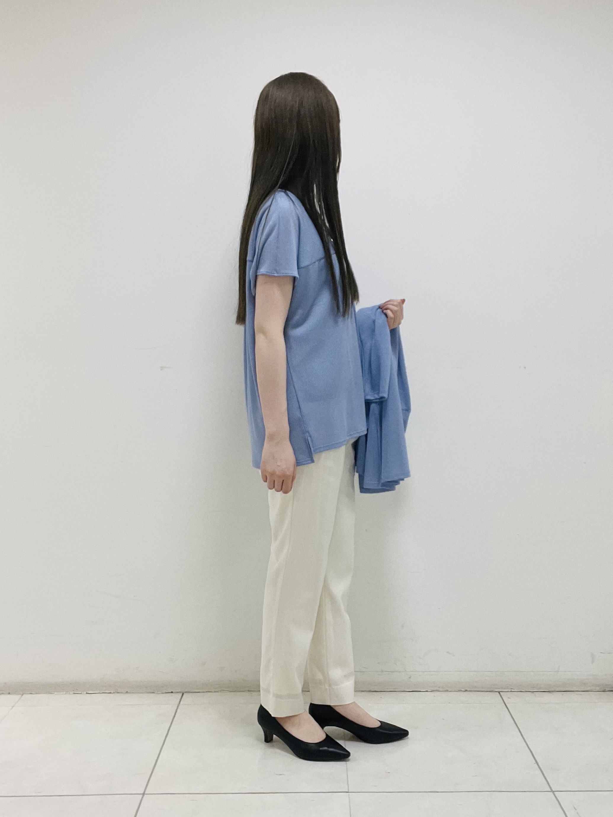 mさんの「INDIVI｜【洗える／アンサンブル可能】シアースストライプトップス」を使ったコーディネート