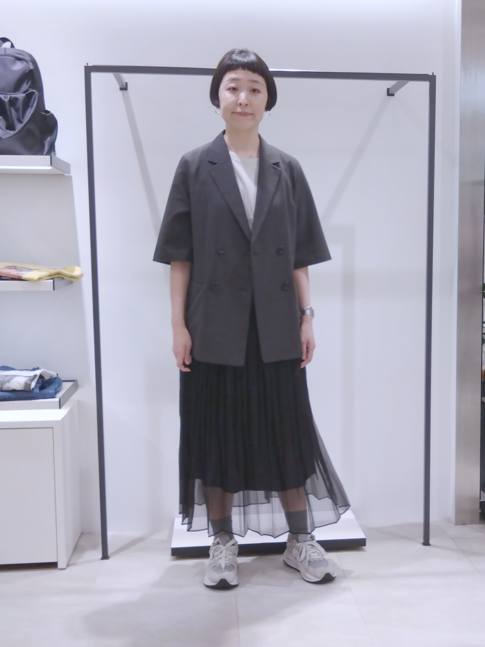 まちこさんの「UNTITLED｜【シワになりにくい/セットアップ可/接触冷感】ハーフスリーブジャケット」を使ったコーディネート