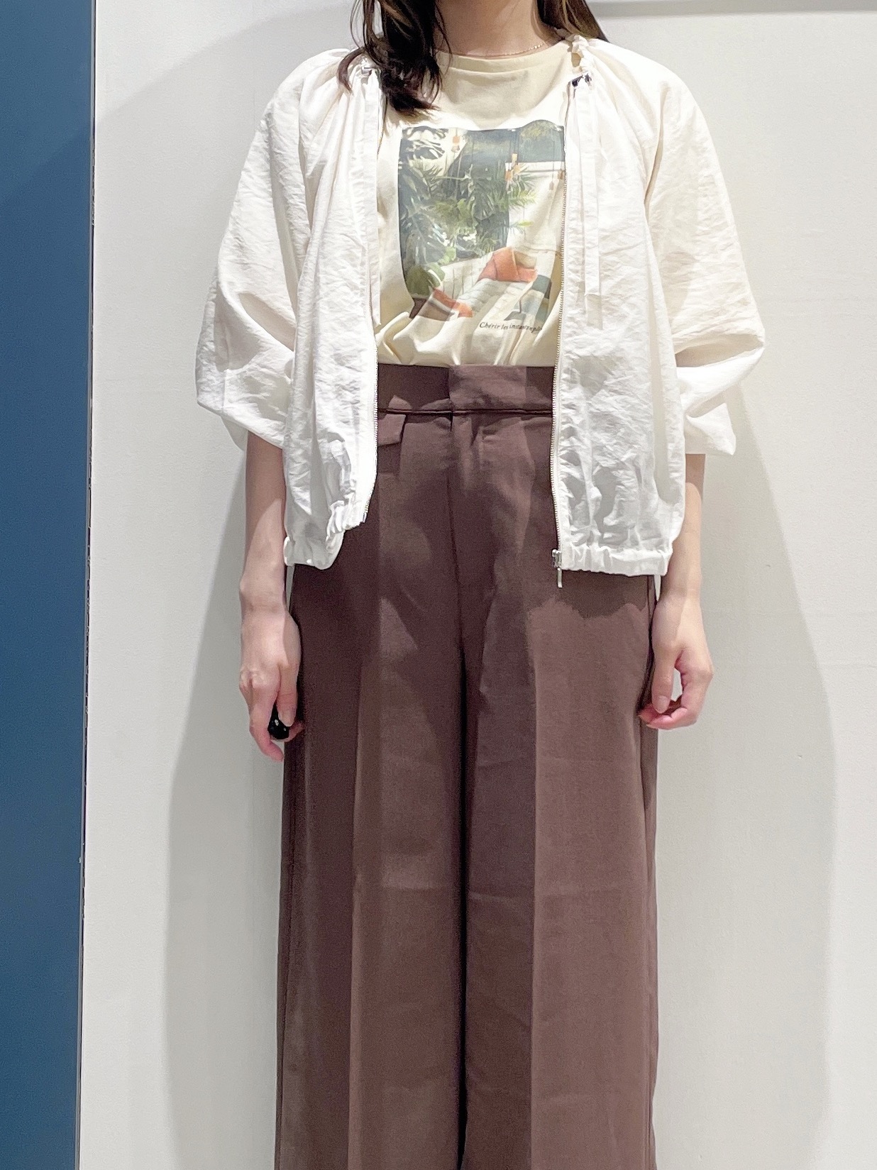 haruさんの「grove｜気温調整にも◎ブラウス感覚で羽織れるシアーブルゾン」を使ったコーディネート