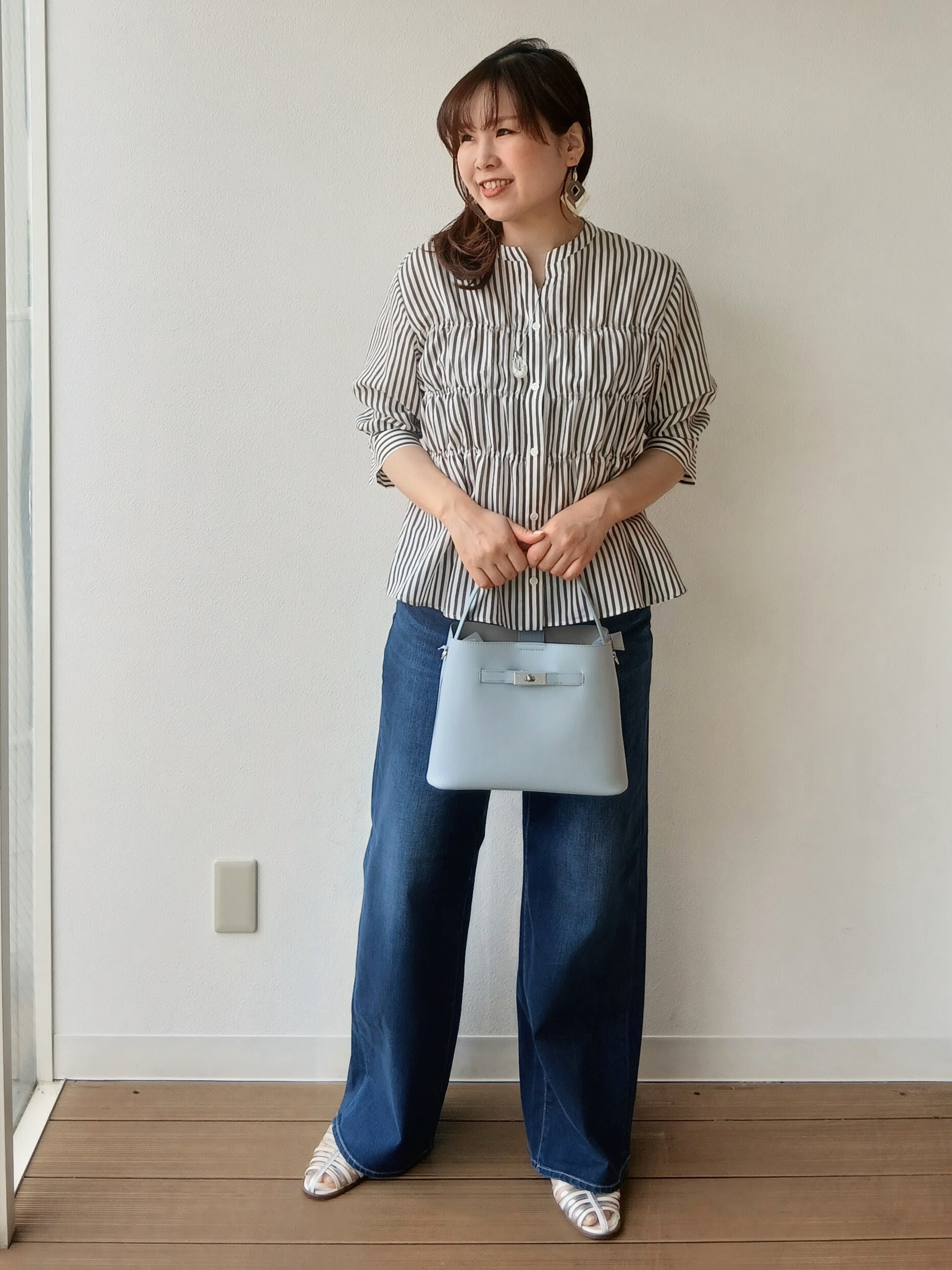 なみきさんの「UNTITLED｜ストライプシャーリングブラウス」を使ったコーディネート