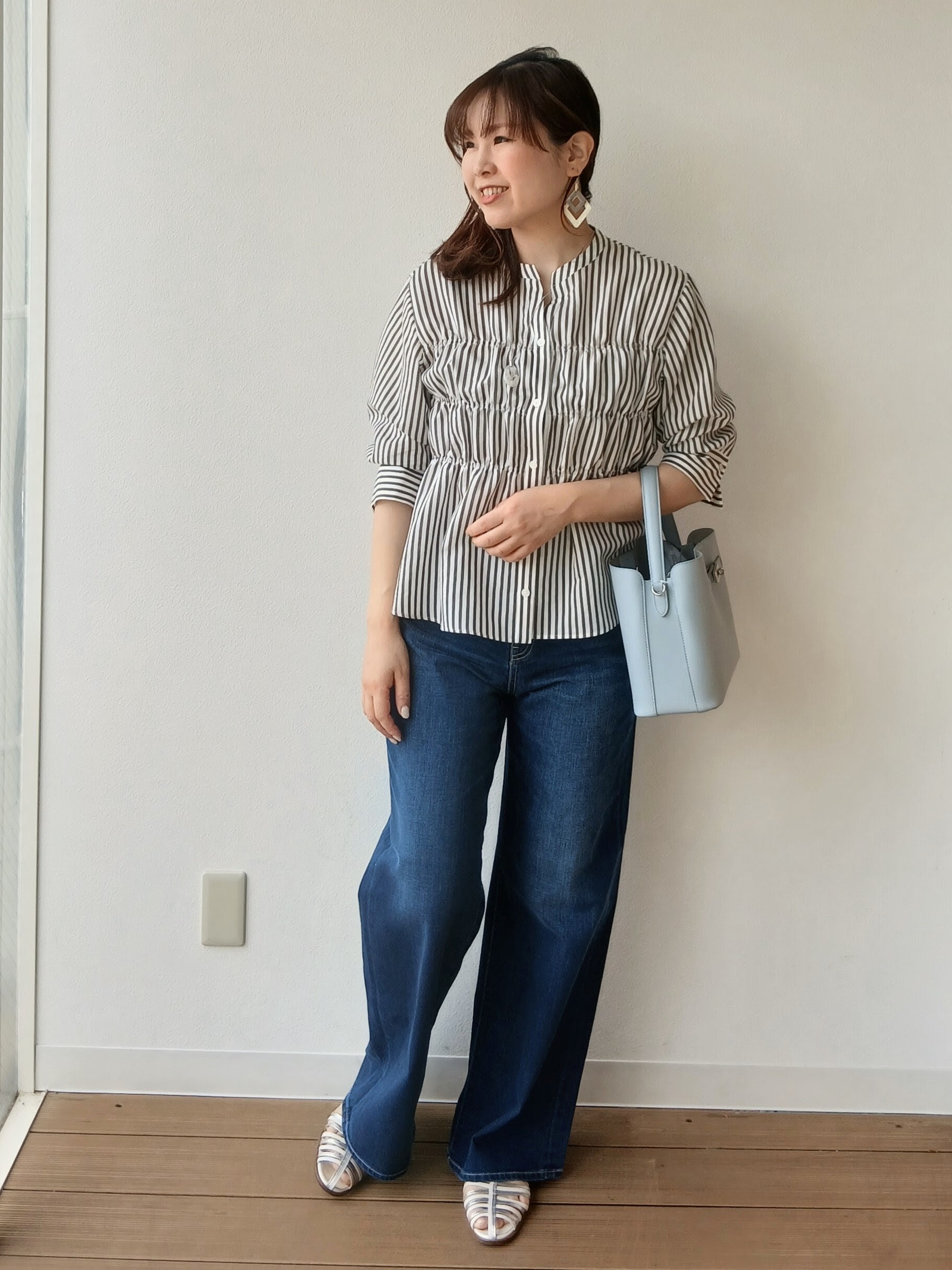 なみきさんの「UNTITLED｜ストライプシャーリングブラウス」を使ったコーディネート