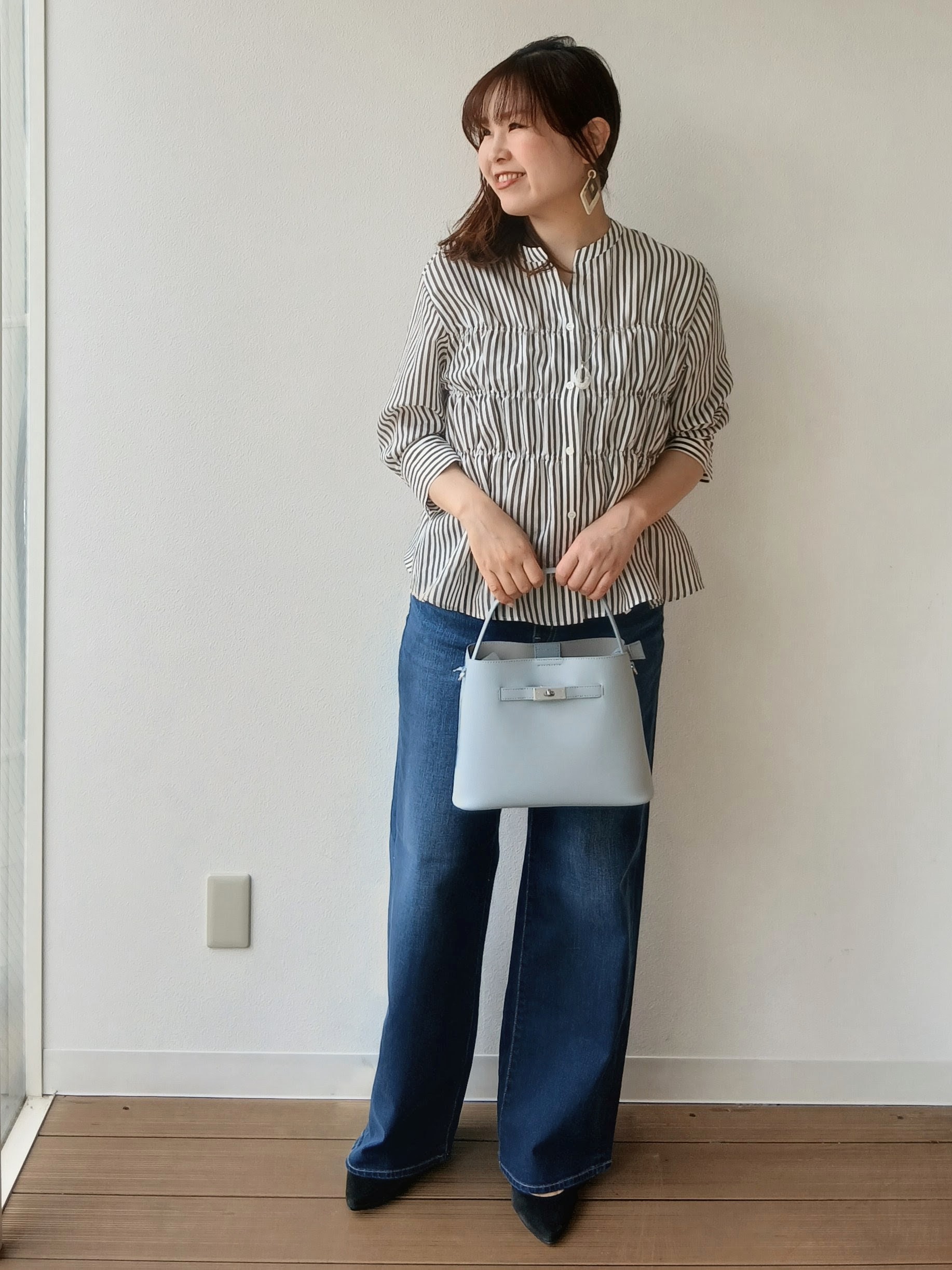 なみきさんの「UNTITLED｜ストライプシャーリングブラウス」を使ったコーディネート