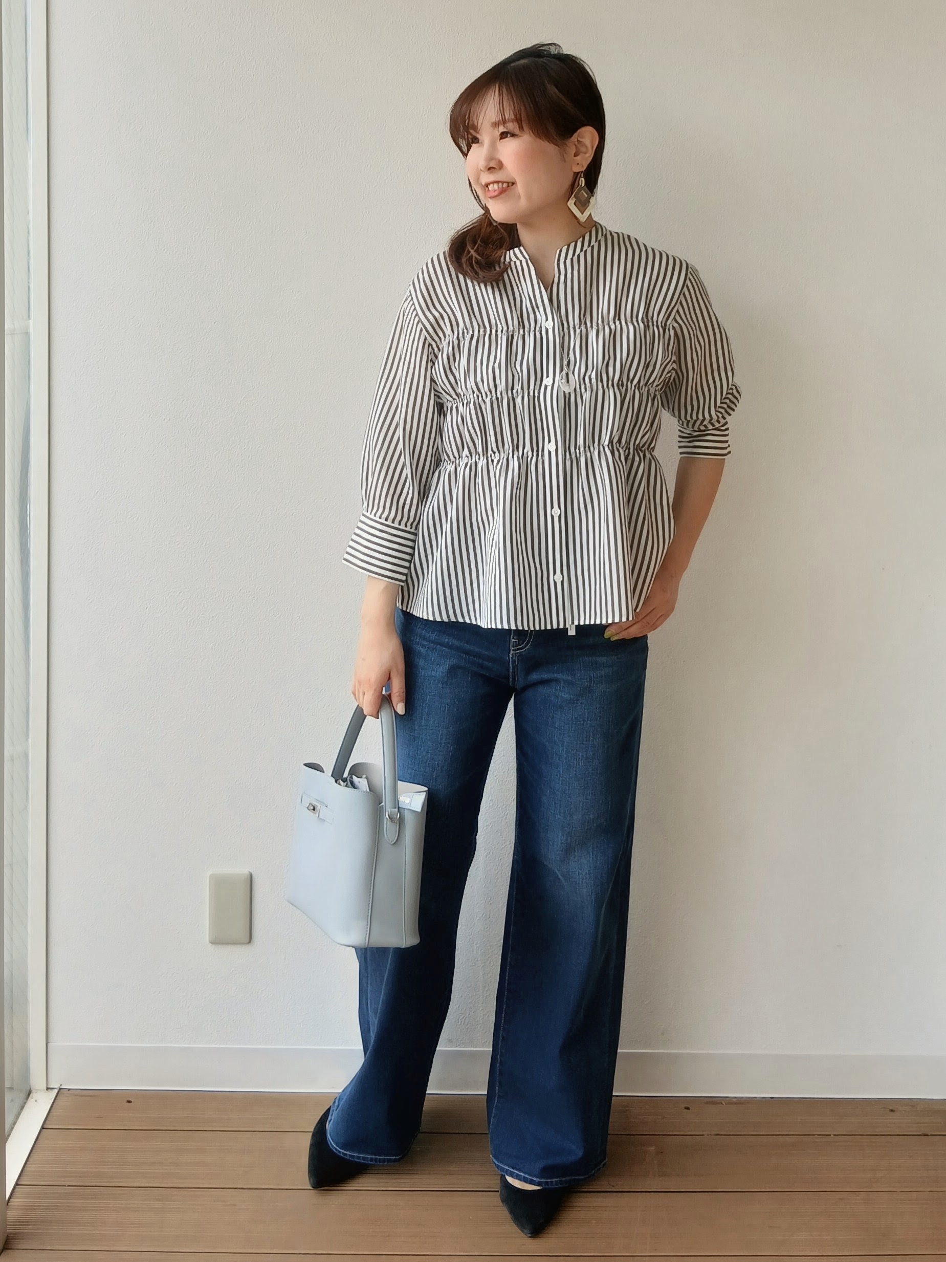 なみきさんの「UNTITLED｜ストライプシャーリングブラウス」を使ったコーディネート