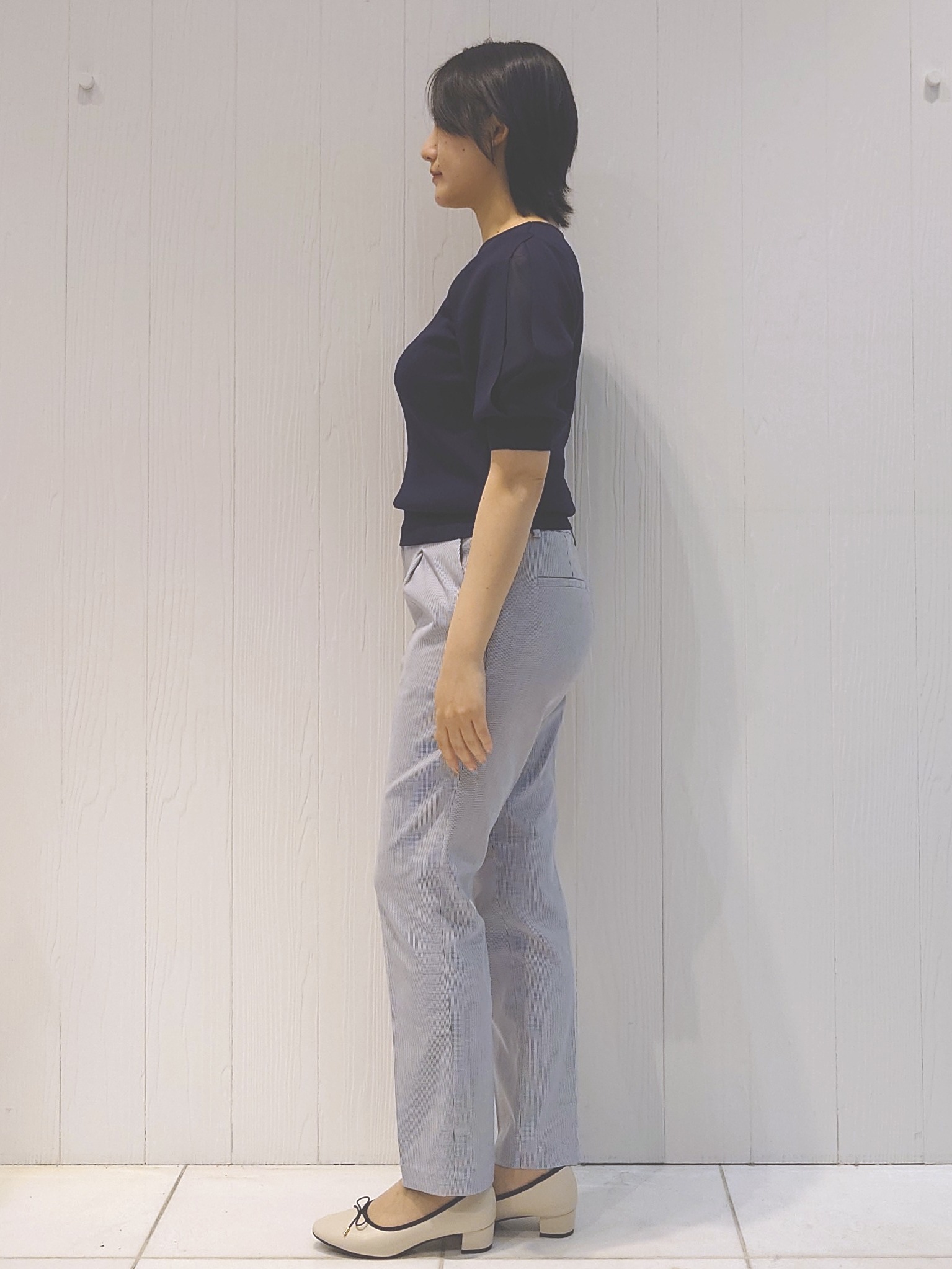 haruさんの「index｜【接触冷感／UVケア】クールタッチラップスリーブニット《洗濯機OK／XS～3L／9col》」を使ったコーディネート