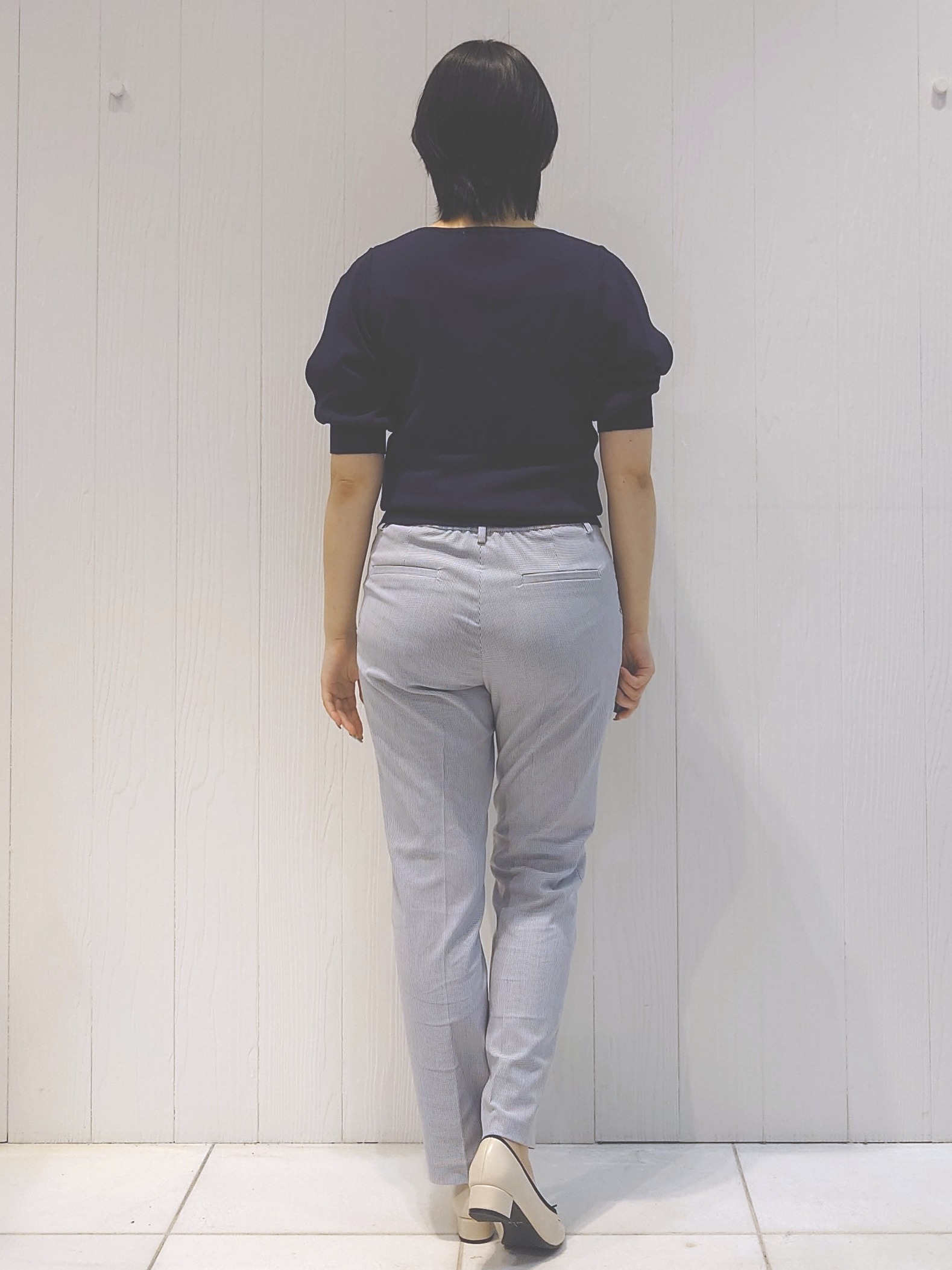 haruさんの「index｜【接触冷感／UVケア】クールタッチラップスリーブニット《洗濯機OK／XS～3L／9col》」を使ったコーディネート