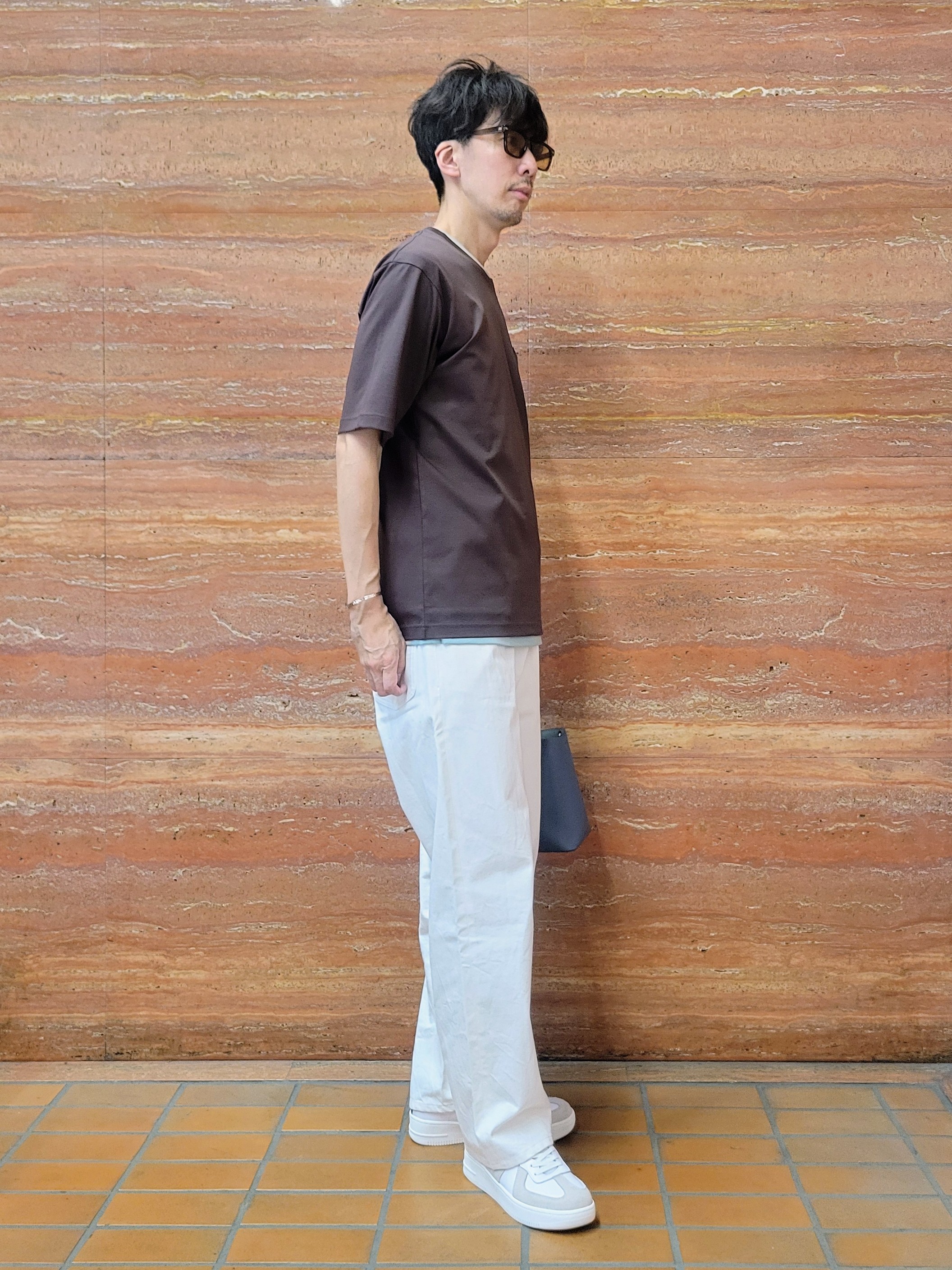 piroyaさんの「TAKEO KIKUCHI｜【BOWLER HAT LABEL】アイスクリアコットンボーラーハットウォーカー 半袖ポケT」を使ったコーディネート