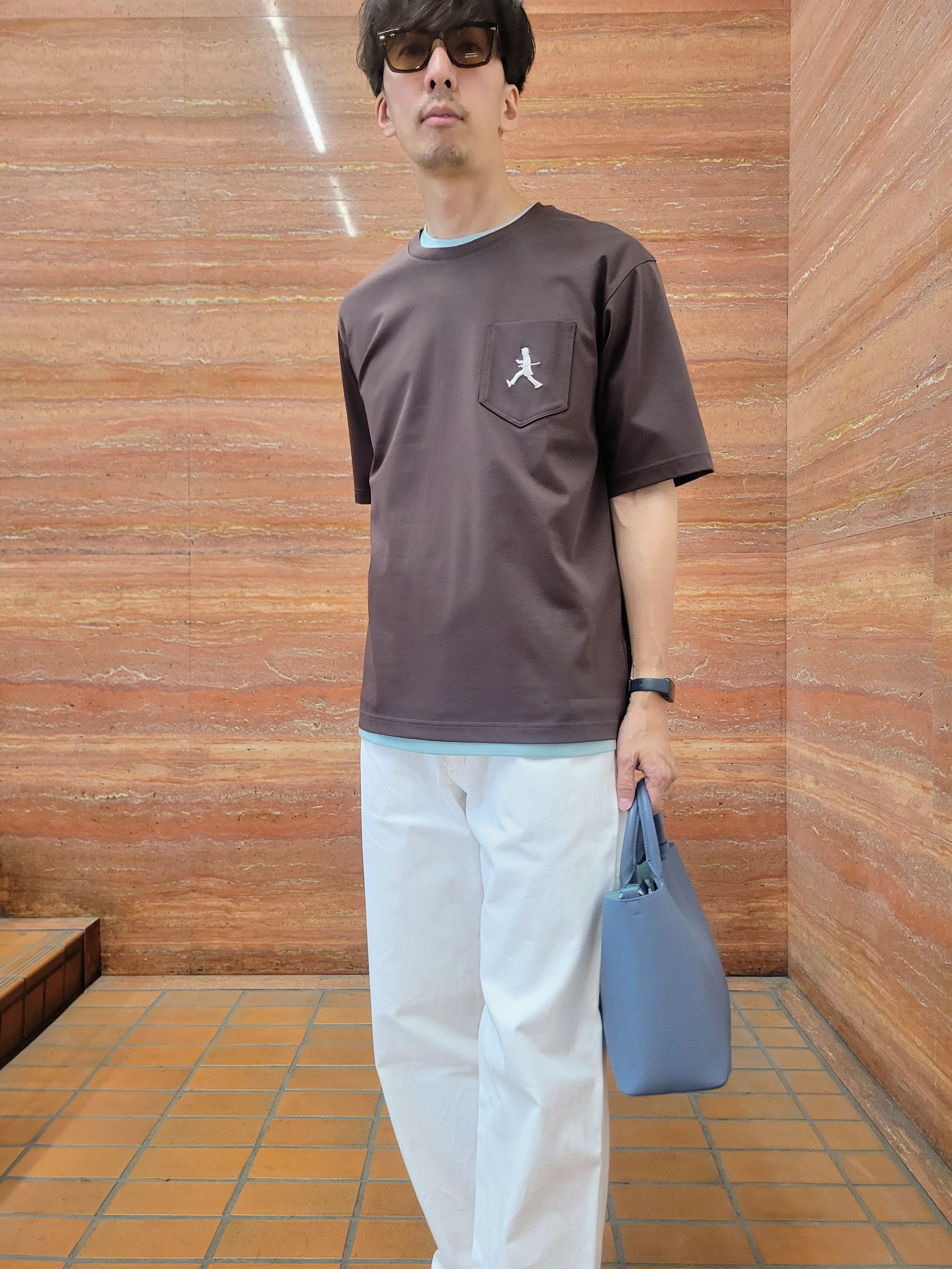 piroyaさんの「TAKEO KIKUCHI｜【BOWLER HAT LABEL】アイスクリアコットンボーラーハットウォーカー 半袖ポケT」を使ったコーディネート