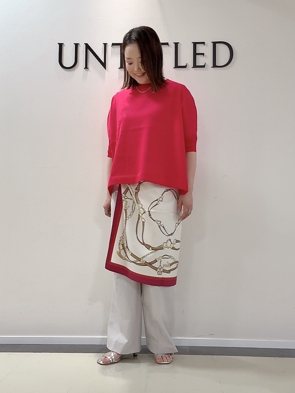 YUIさんの「UNTITLED｜【アンサンブル可/洗える】シアーレーヨンニット」を使ったコーディネート