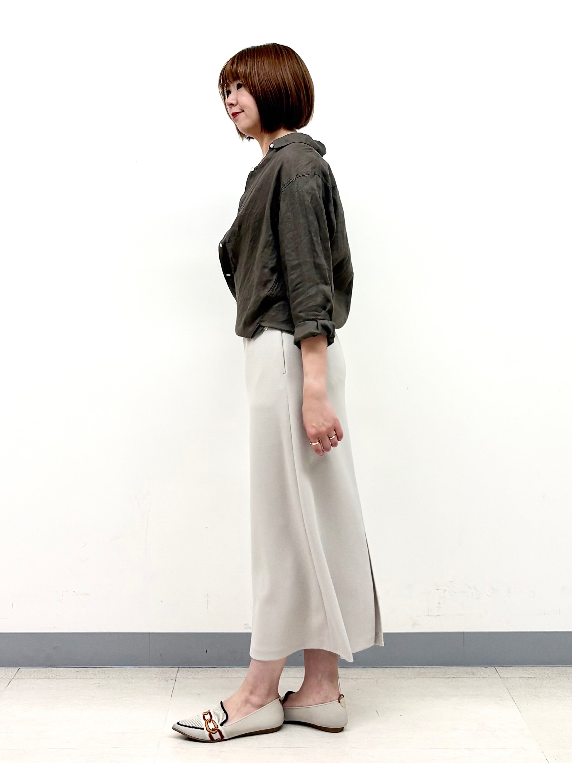 まいこさんの「INDIVI｜【接触冷感／2WAY】カシュクールリネンシャツ」を使ったコーディネート
