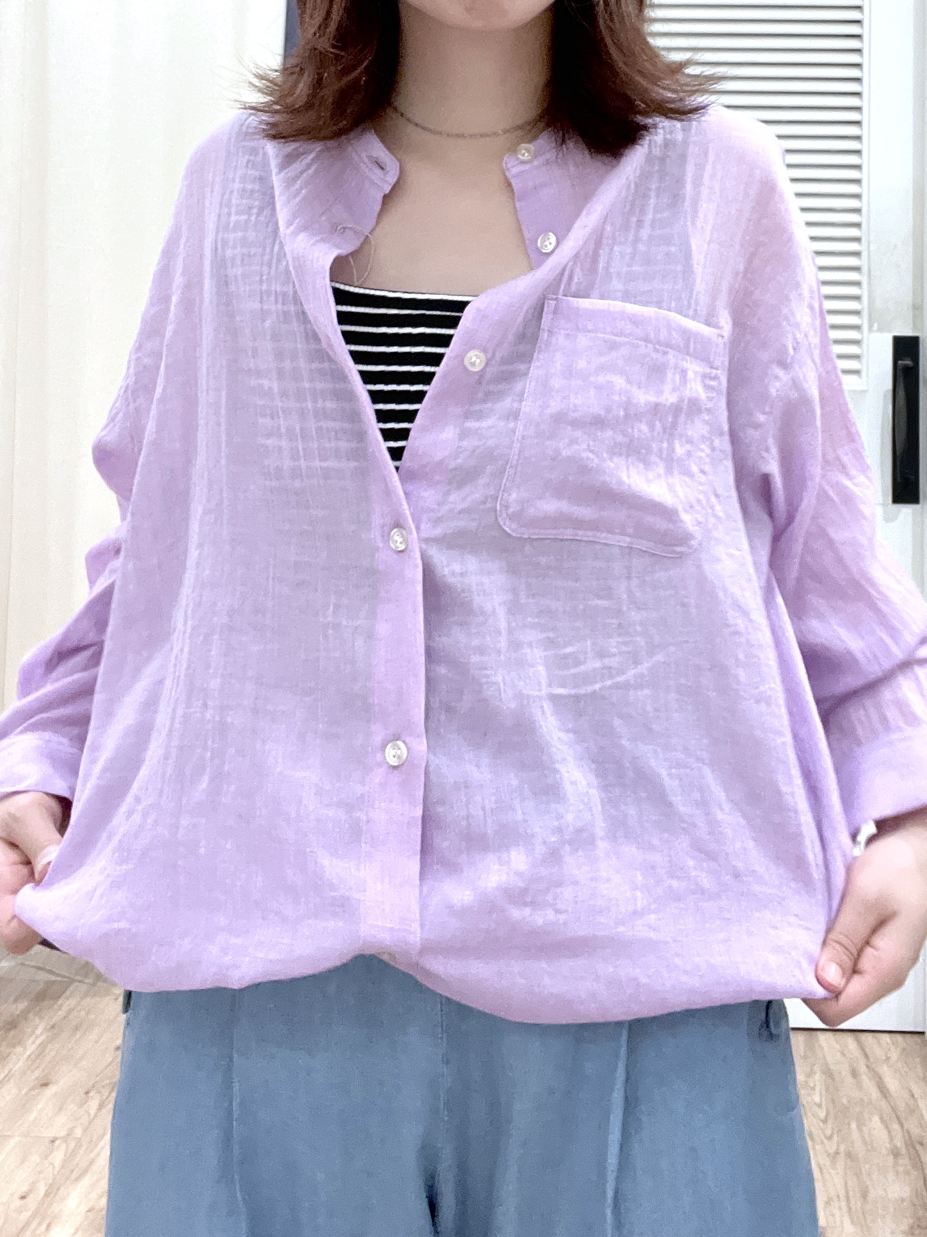 Makinoさんの「Dessin｜【洗える】ドロストリングシアーシャツ」を使ったコーディネート