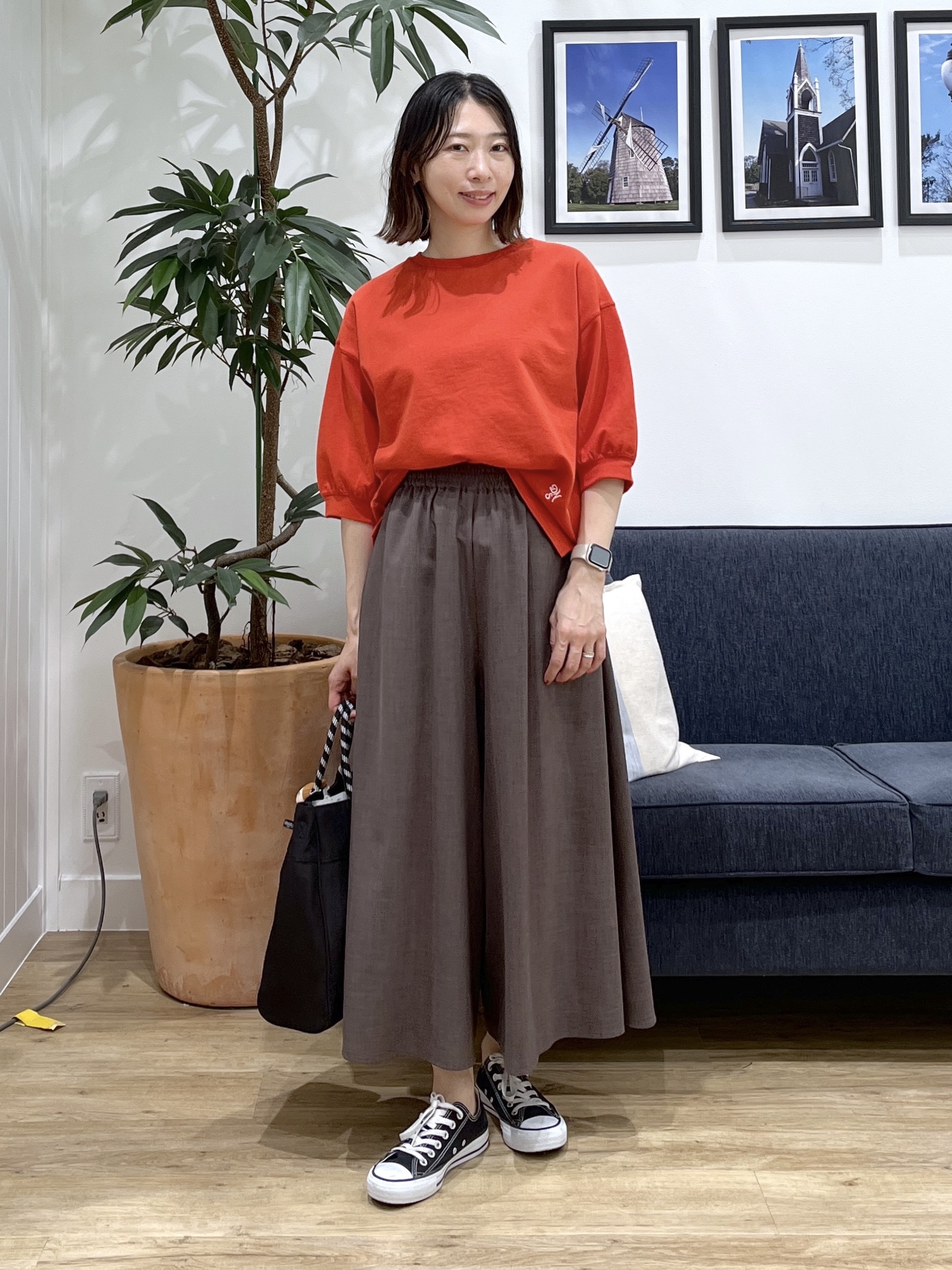 canaさんの「Dessin｜【360度可愛い】バックヘンリーカットソー5分袖」を使ったコーディネート