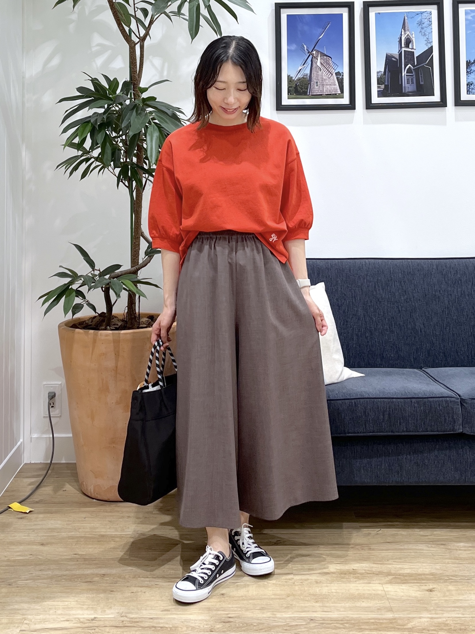 canaさんの「Dessin｜【360度可愛い】バックヘンリーカットソー5分袖」を使ったコーディネート