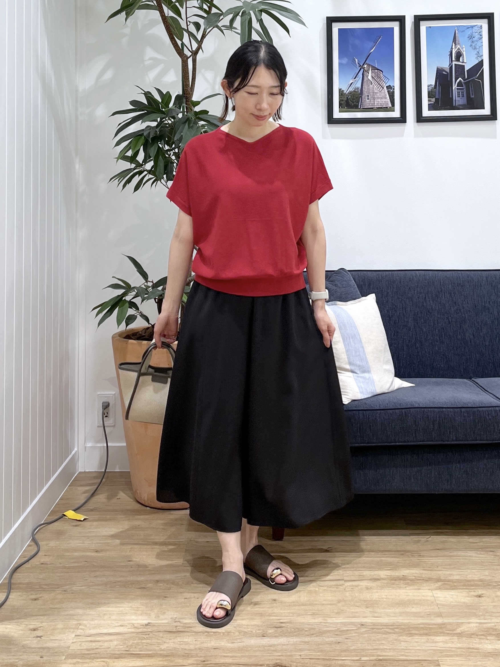 canaさんの「Dessin｜【洗える】後ろボタンフレンチスリーブニット」を使ったコーディネート