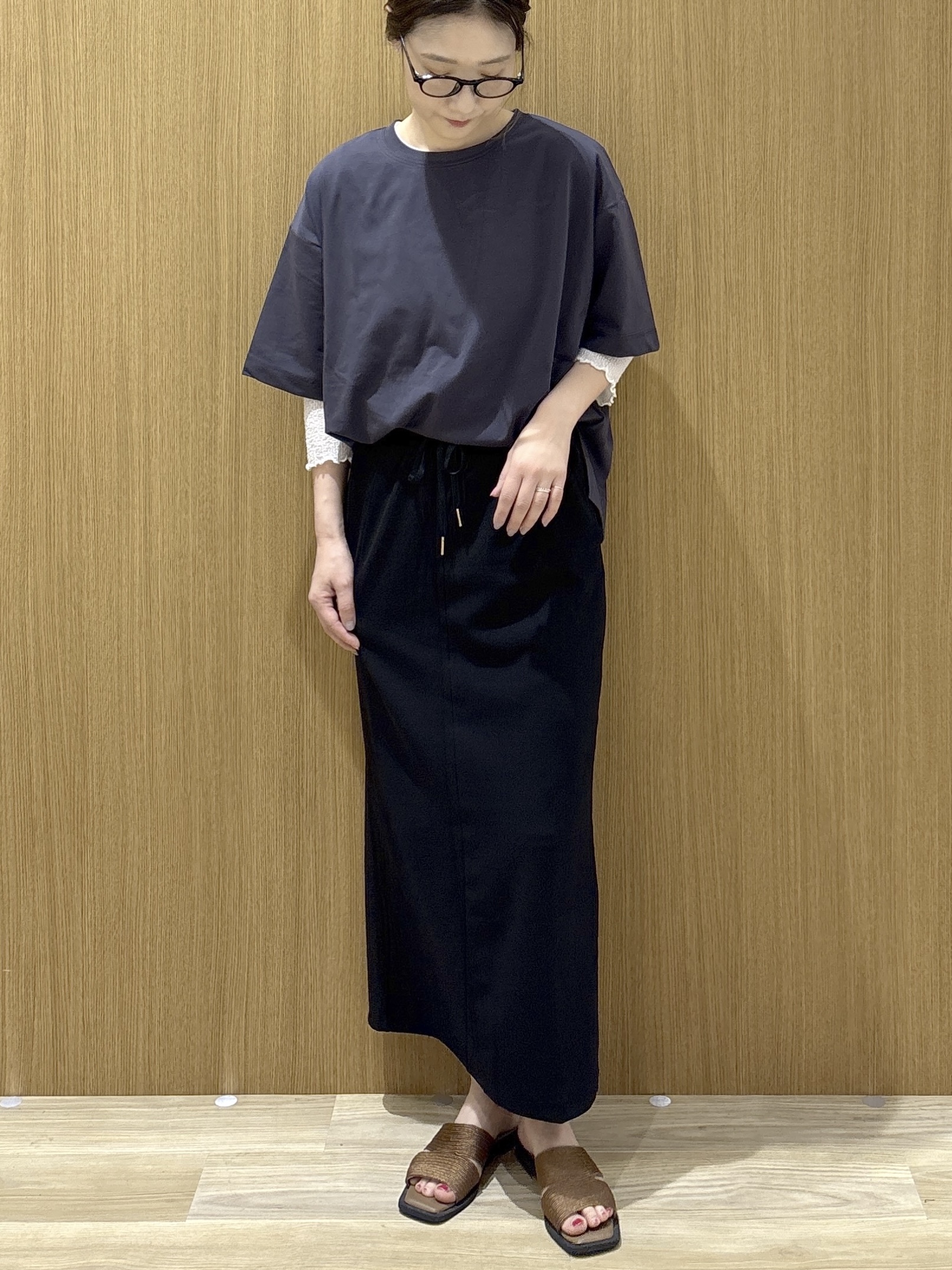 たけねぇさんの「OPAQUE.CLIP｜【接触冷感】リラクシーカットソー《洗濯機OK》」を使ったコーディネート