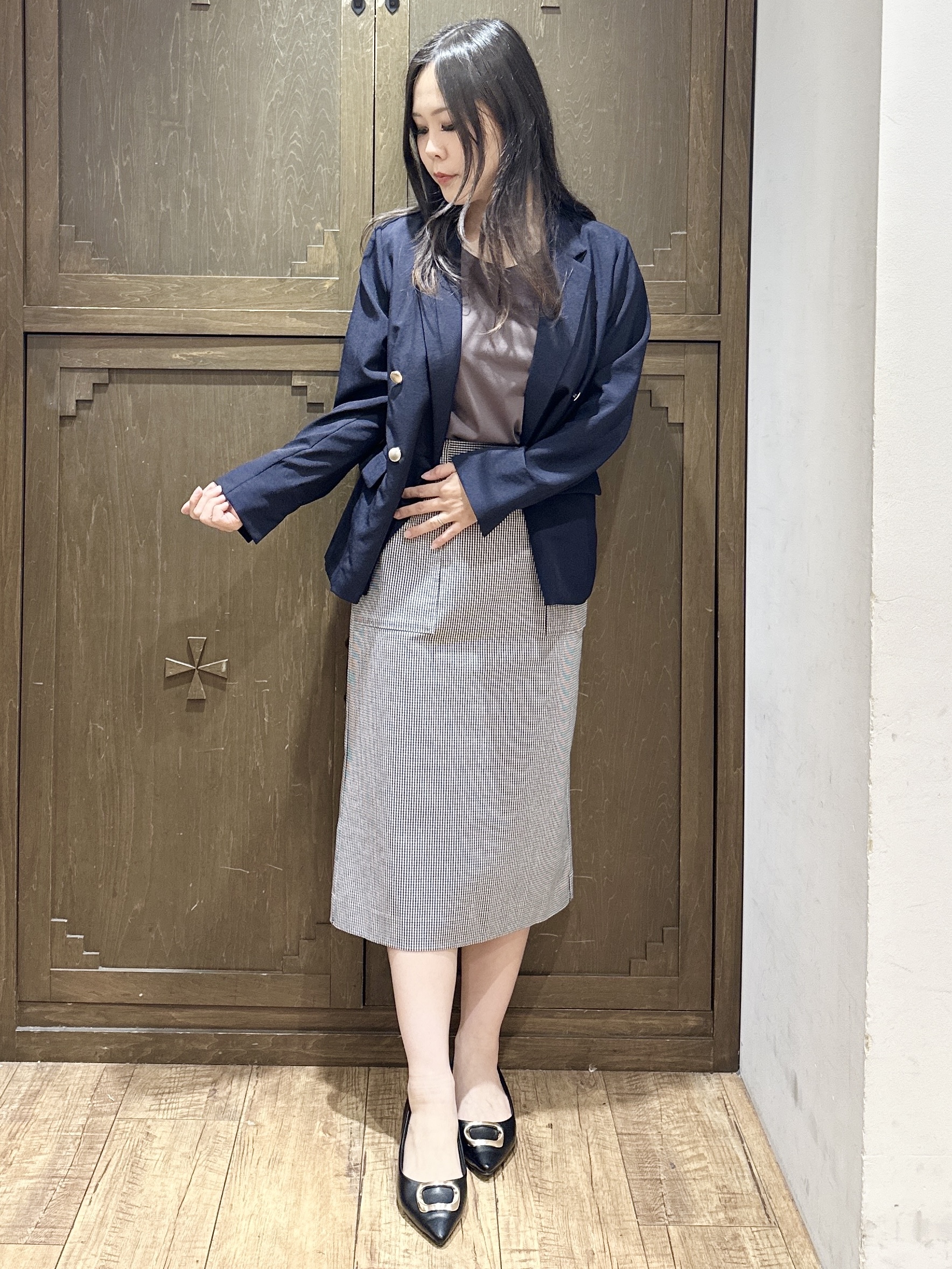 kanaさんの「index｜《再入荷》ダブルブレストテーラードジャケット【接触冷感／吸水速乾／イージーアイロン／防シワ／洗濯機O」を使ったコーディネート