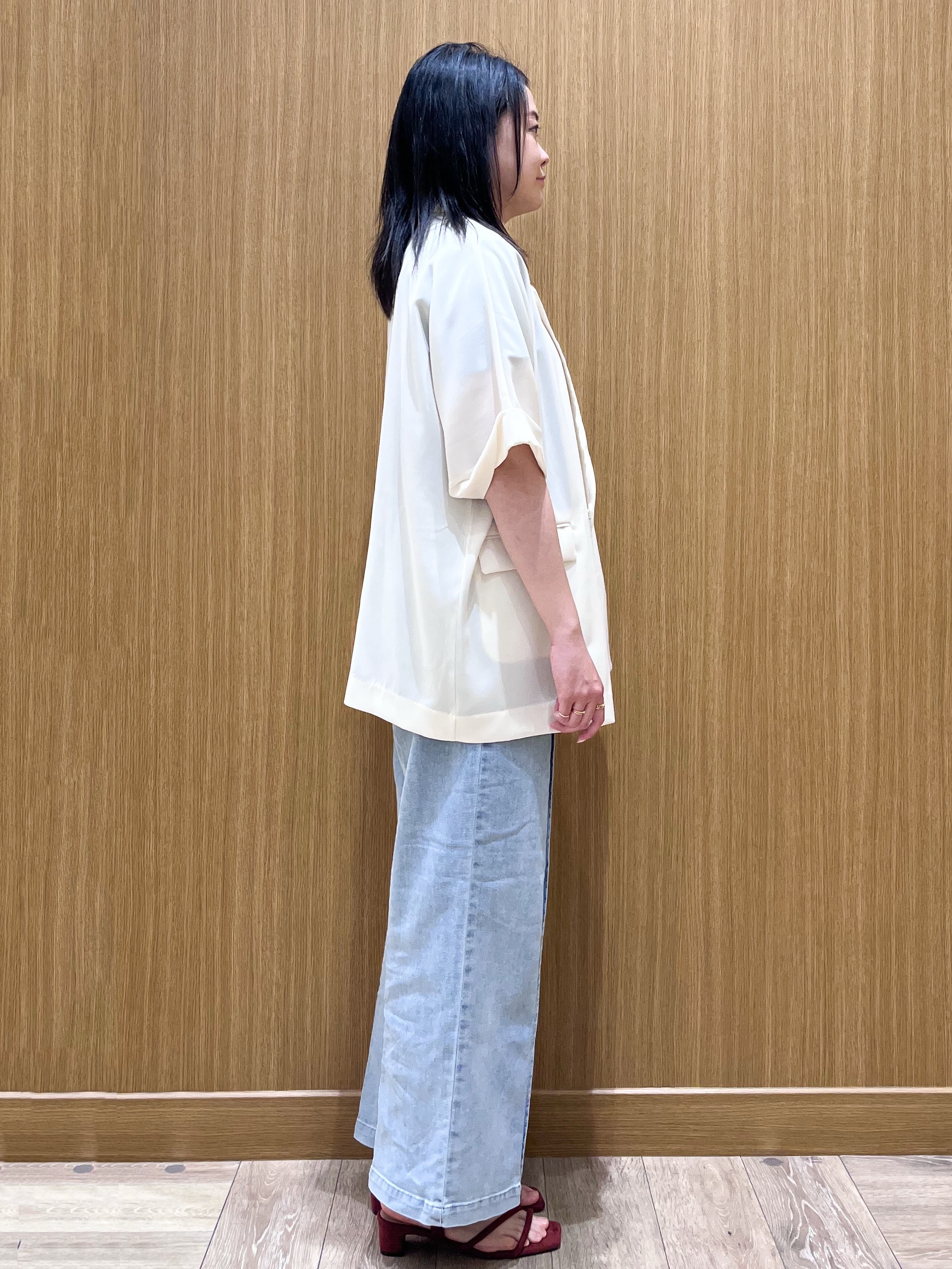 aさんの「OPAQUE.CLIP｜【接触冷感／吸水速乾／防シワ】リネンライクテーラードジャケット《洗濯機OK》」を使ったコーディネート