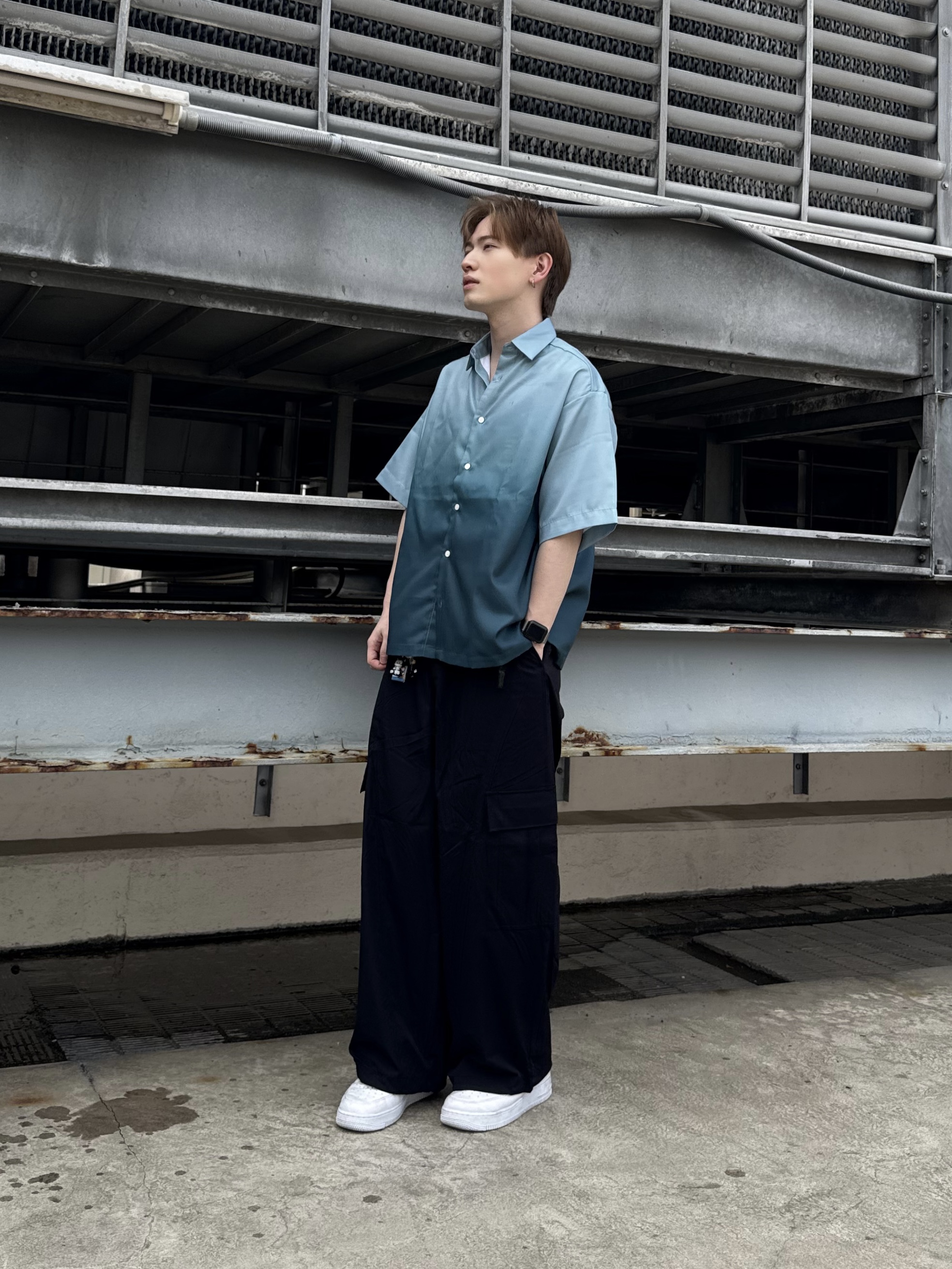 カネダさんの「tk.TAKEO KIKUCHI｜【26SSイチオシ！】オーバーとろみグラデーションプリントシャツ/レギュラーカラー/さらっとタッチ」を使ったコーディネート